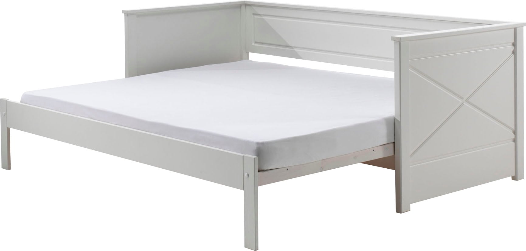 Vipack Bett »Vipack Pino«, (Made in Europe), Kojenbett LF 90x200 cm, ausziehen auf 180x200 cm, Ausf. Weiß lackiert