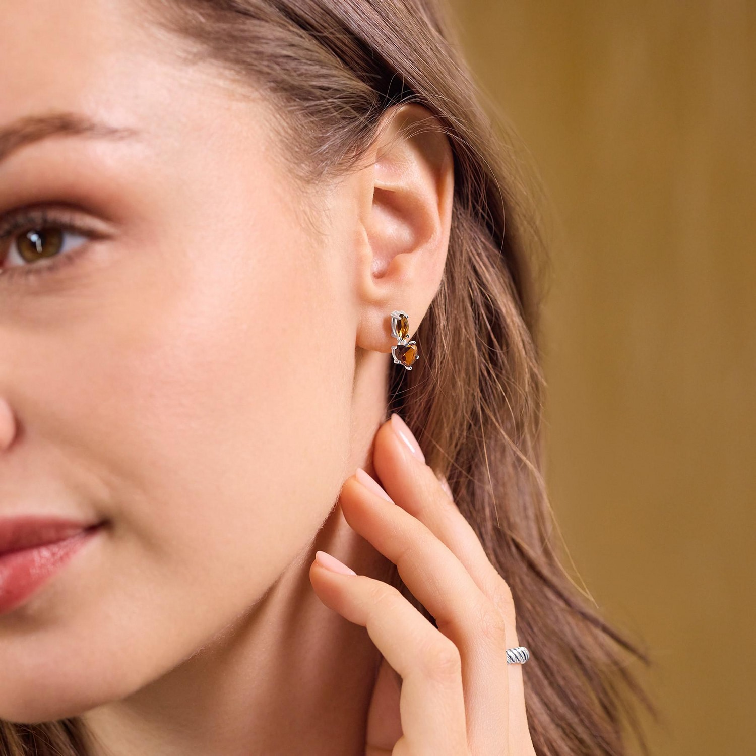 Amor Paar Ohrstecker »Schmuck Geschenk, Herz« mit Glasstein