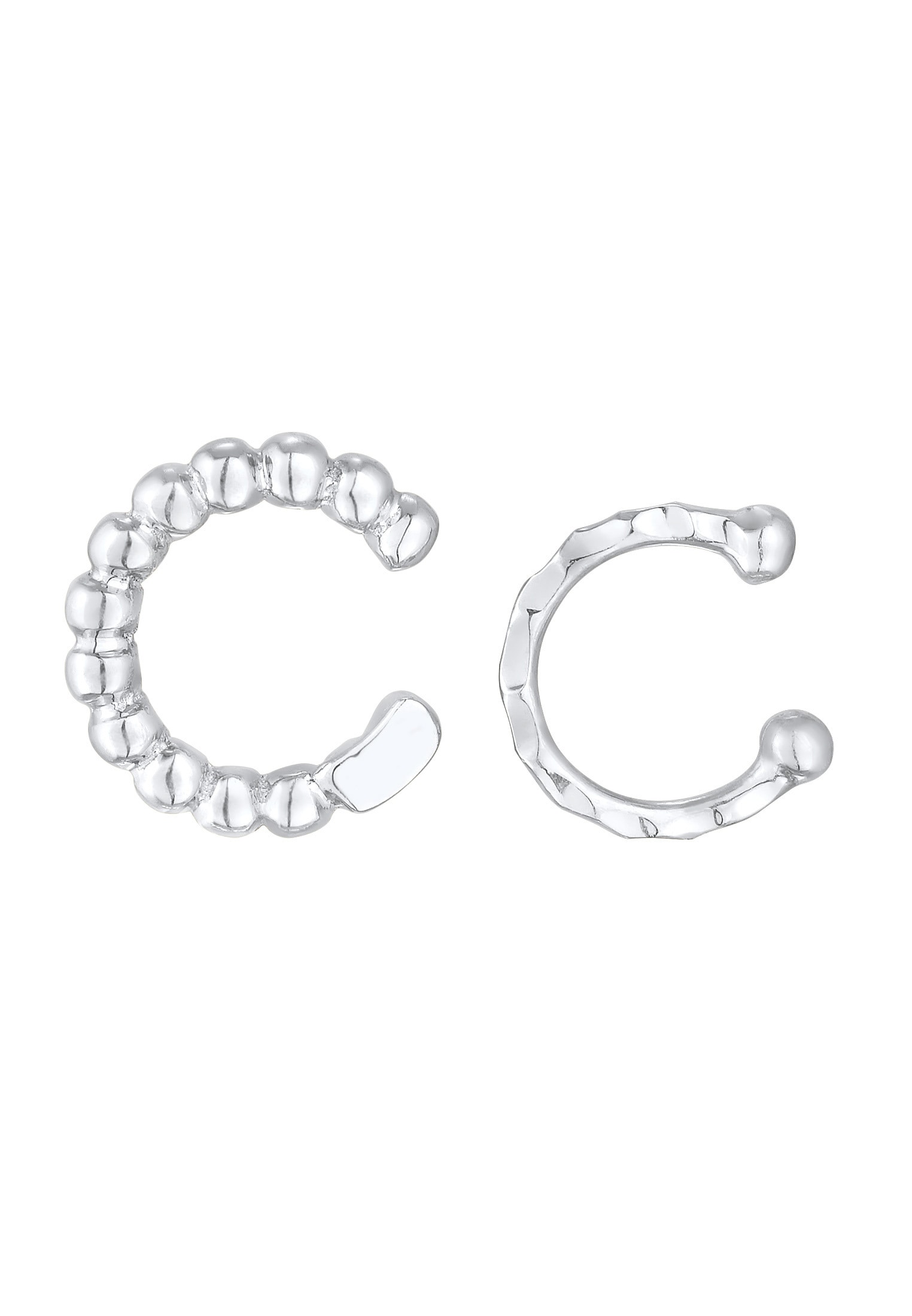 Elli Schmuckset »Ohrringe Earcuff 2er Set Dots Hammerschlag 925 Silber«