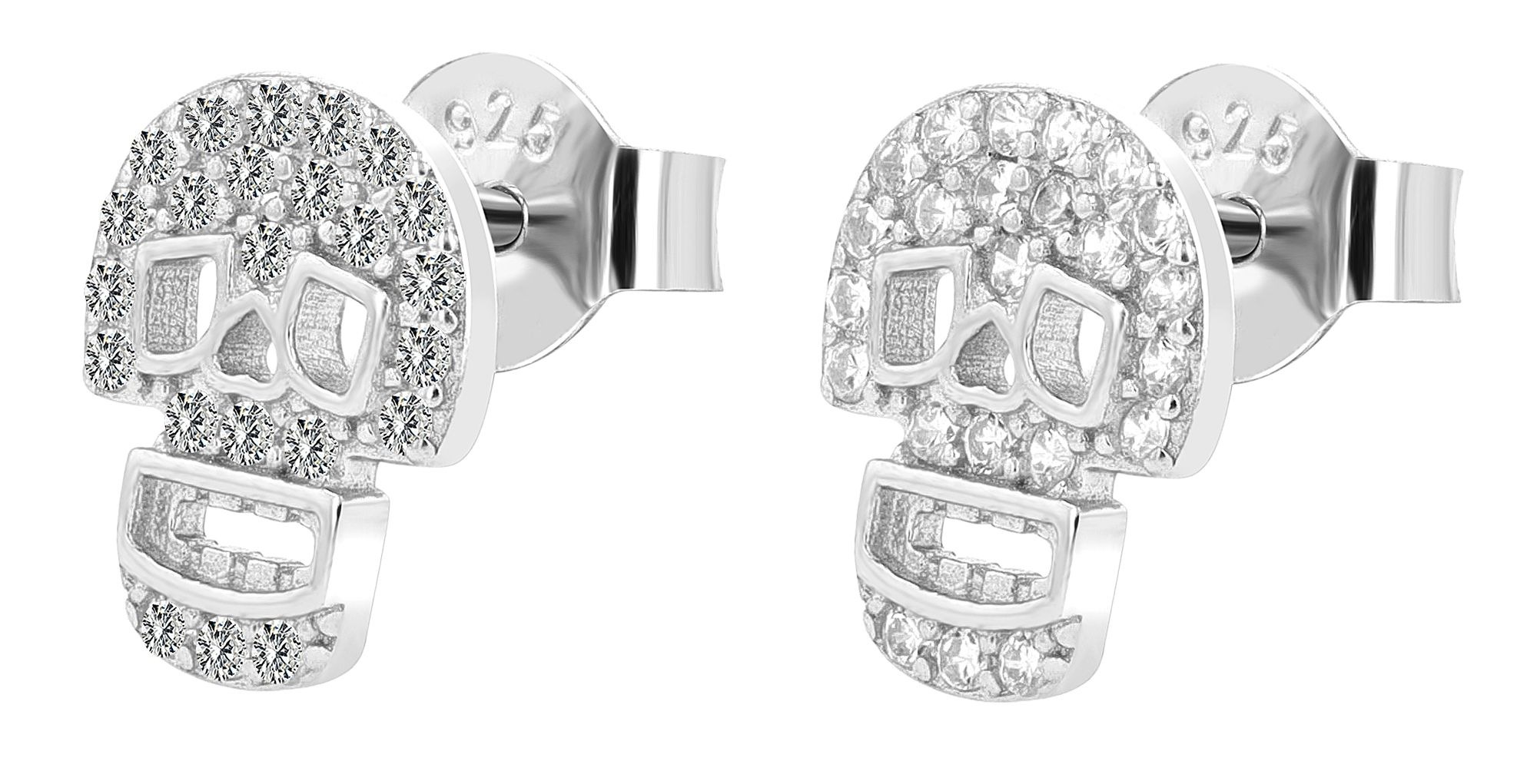 Adelia´s Paar Ohrstecker »Damen Ohrringe ¿ Ohrstecker Totenkopf aus 925 Silber mit Zirkonia«