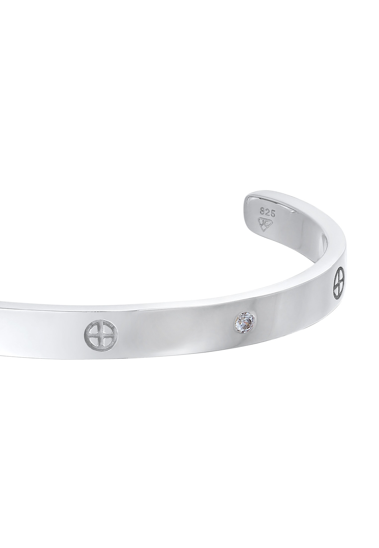 Elli Premium Armreif »Armband Geo Bangle Kreuz Minimal Zirkonia 925 Silber«
