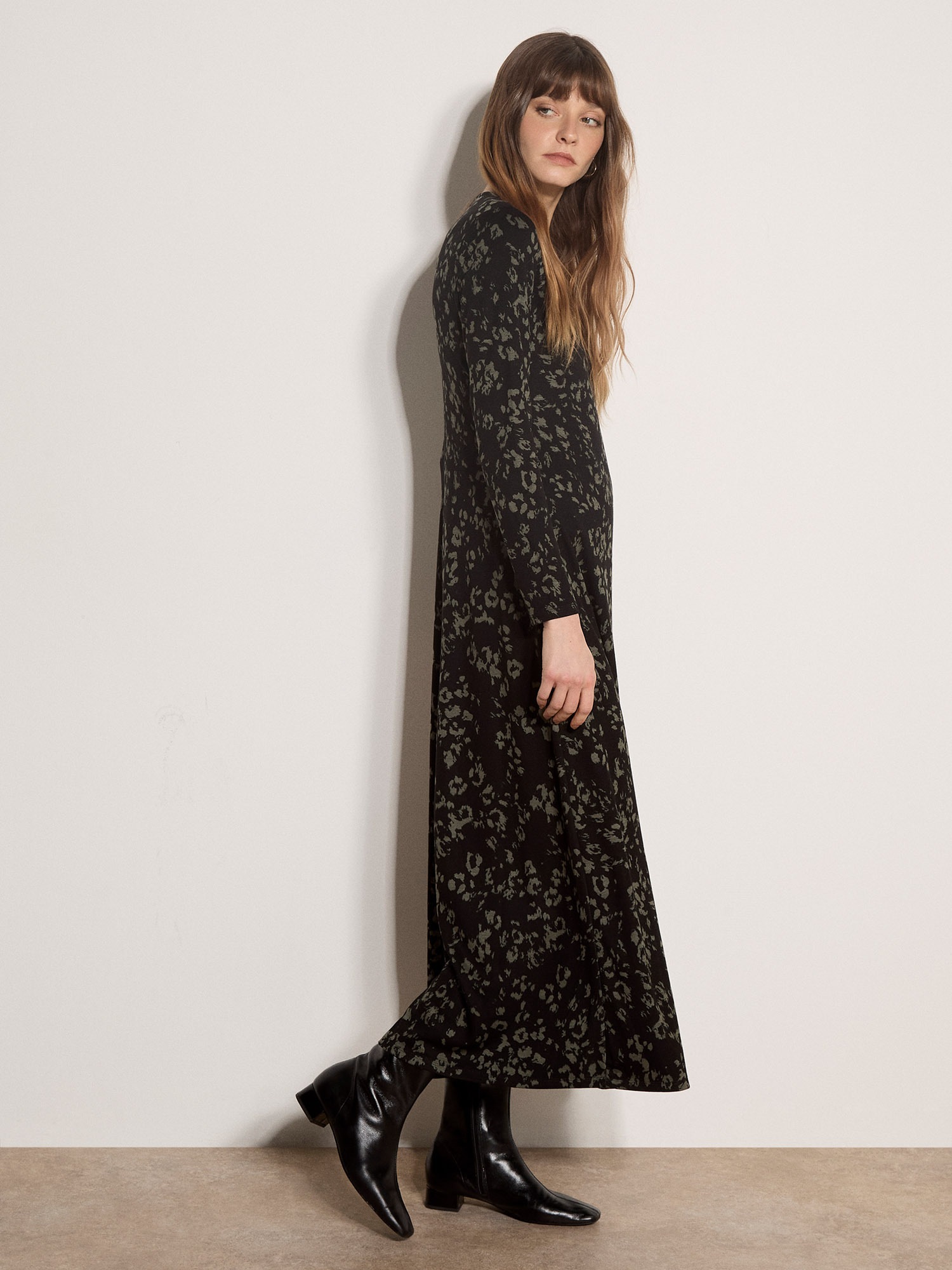 Apricot Strickkleid »Langes Jerseykleid« mit Leopardenmuster