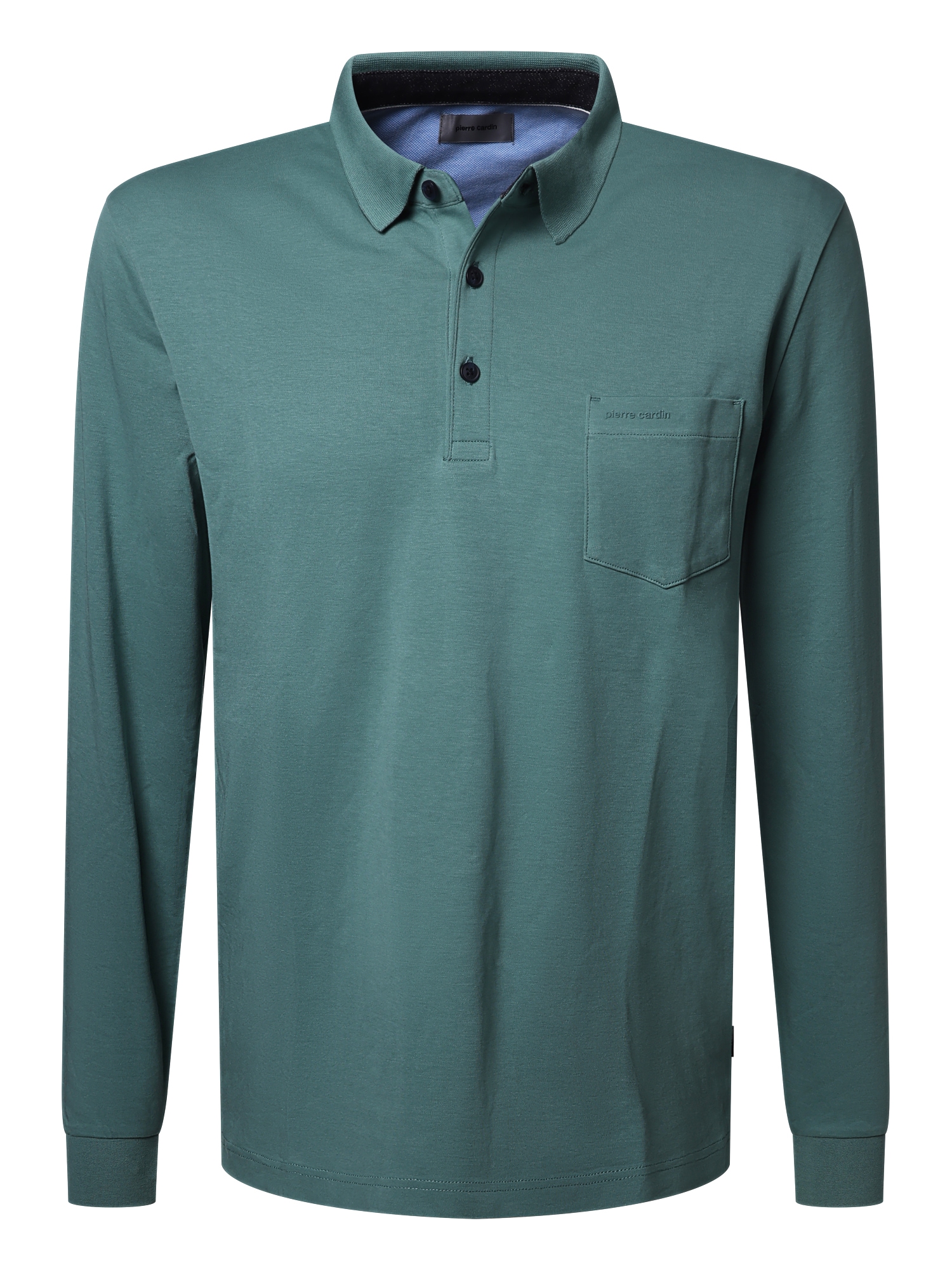 Pierre Cardin Langarm-Poloshirt, Brusttasche mit Marken- Applikation