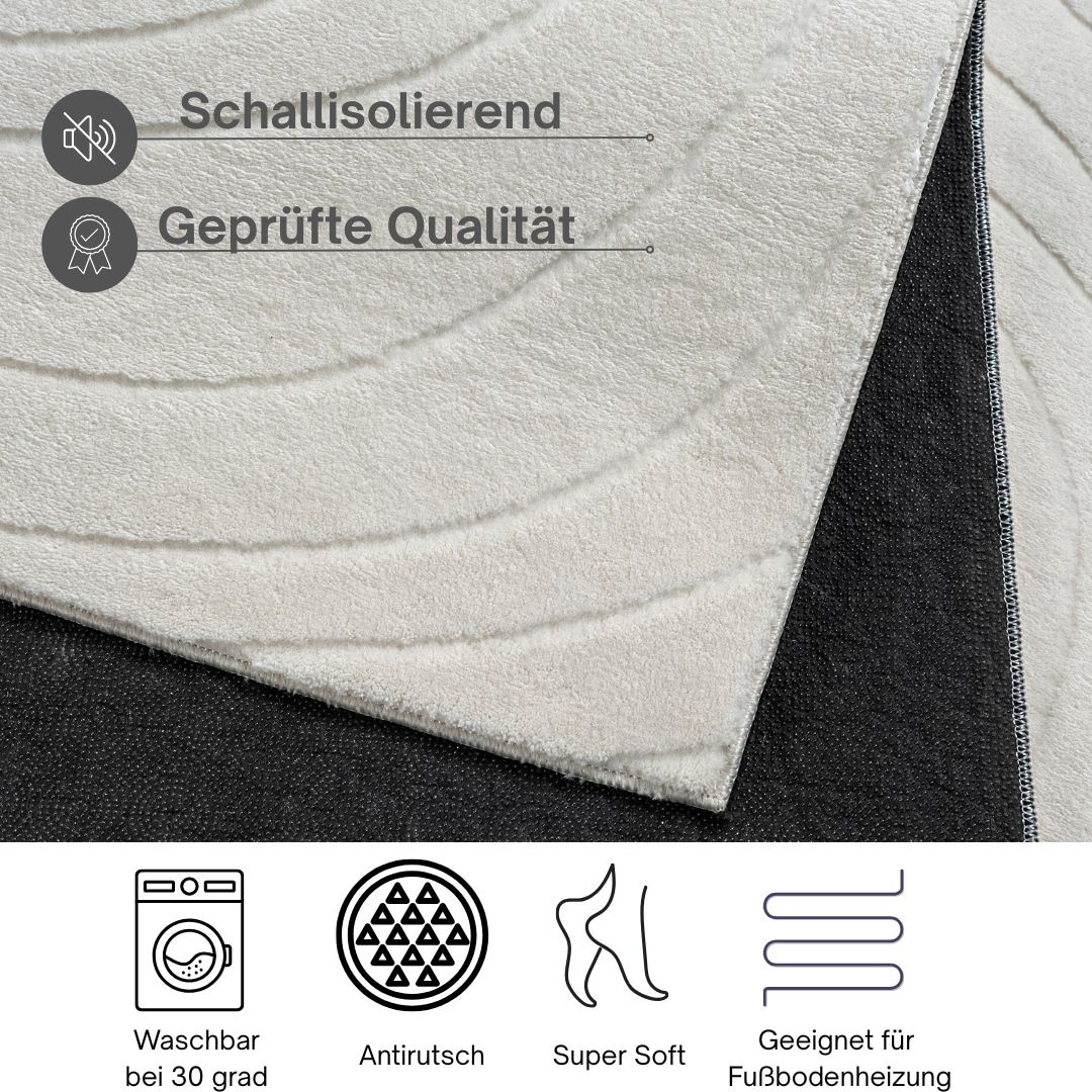 OTTO home Teppich »Novva« rechteckig 8 mm Höhe mit Anti-Rutsch-Rücken und 3D-Optik