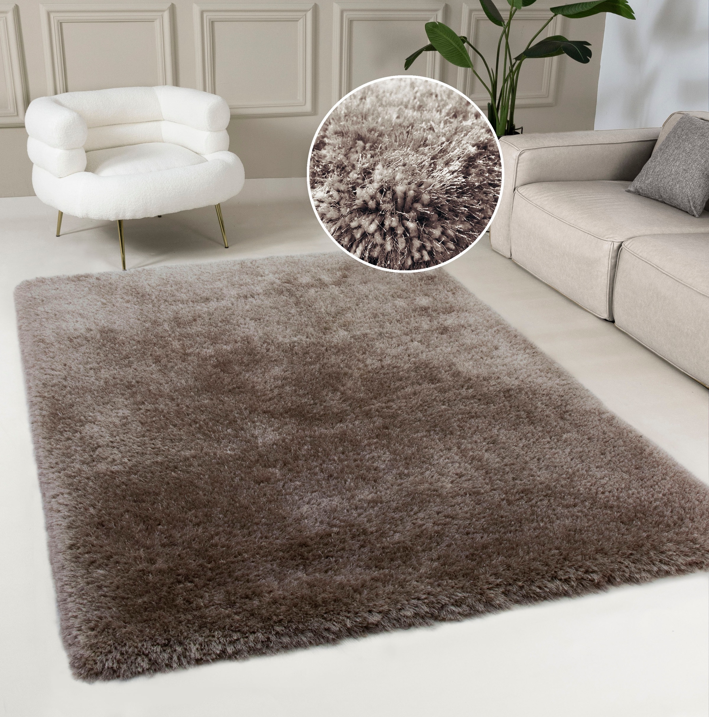Guido Maria Kretschmer Home&Living Hochflor-Teppich »Micro exclusiv«, rechteckig, weich, flauschig, Uni-Farben, Wohnzimmer, Schlafzimmer, Kinderzimmer