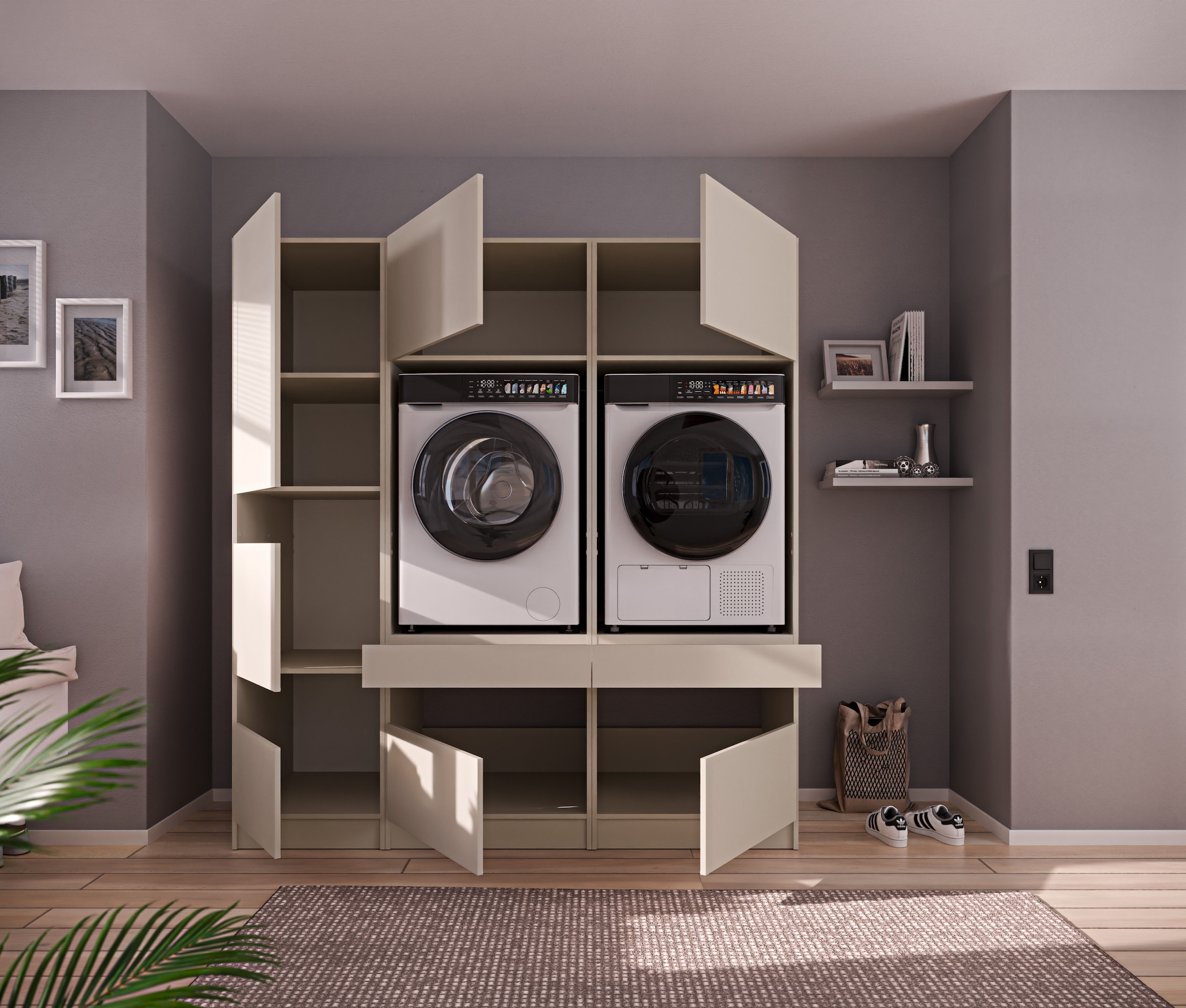 BASIC by Balculina Mehrzweckschrank-Set »Washhome B/T/H 186x68x200 cm« 3 Stk. tlg.