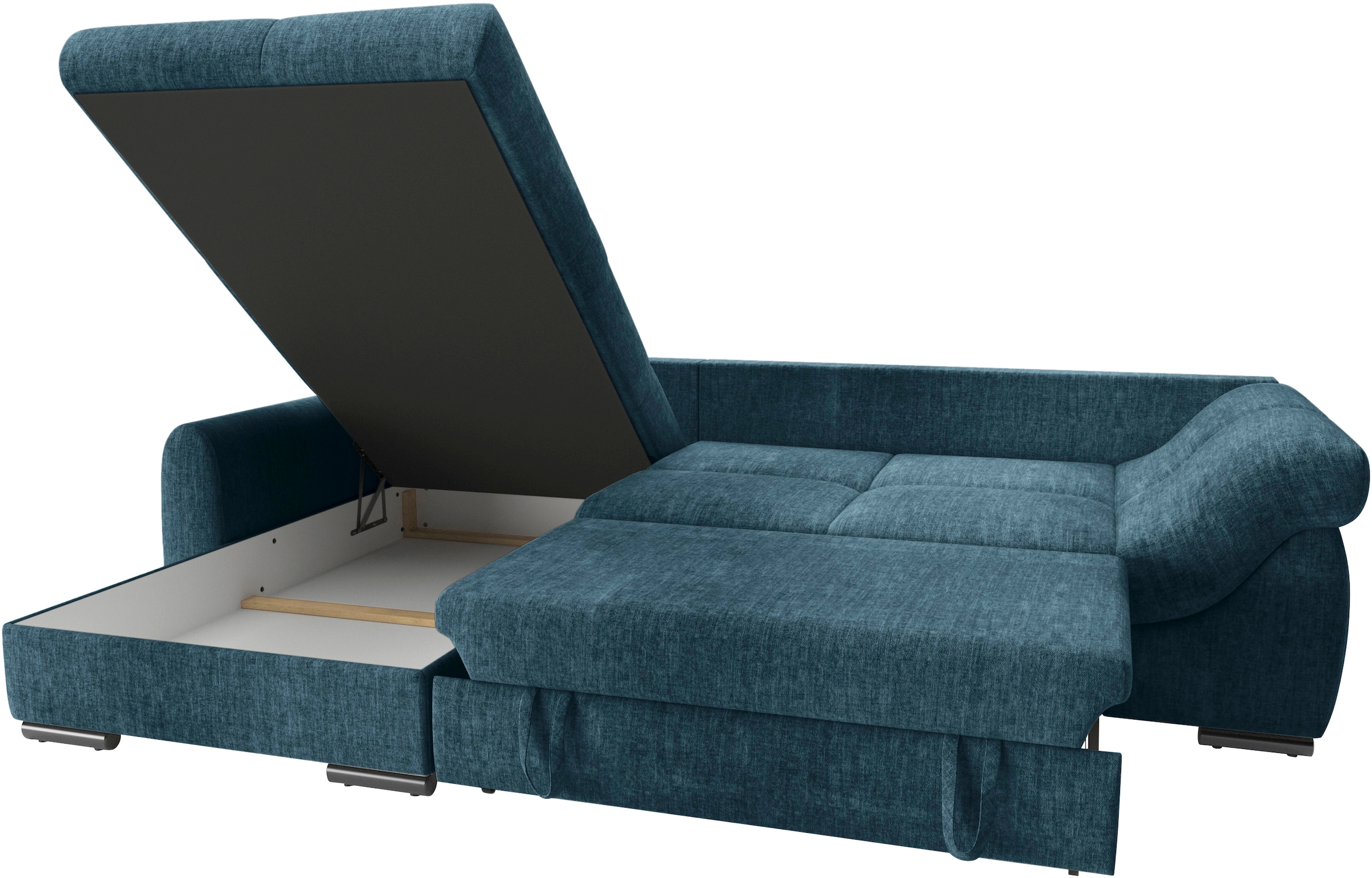 Mr. Couch Ecksofa »Livorno L-Form«, inkl. Hochschläfer-Bettauszug, XL-Bettkasten weiß beschichtet