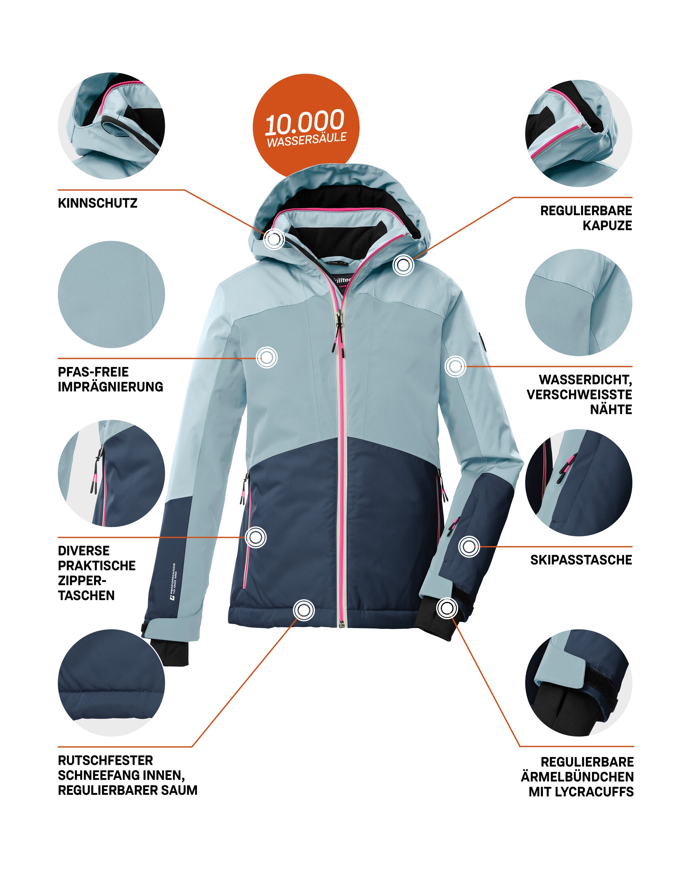 Killtec Skijacke »KSW 196 GRLS SKI JCKT«, Kinder Skijacke: wasser- und winddicht, atmungsaktiv, PFAs-frei