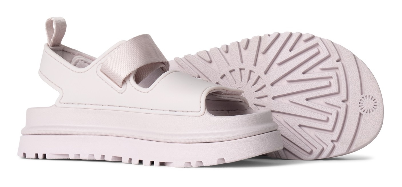 UGG Badesandale »K GOLDENGLOW«, Sommerschuh, Poolslides, Plateauabsatz, mit Klettverschluss