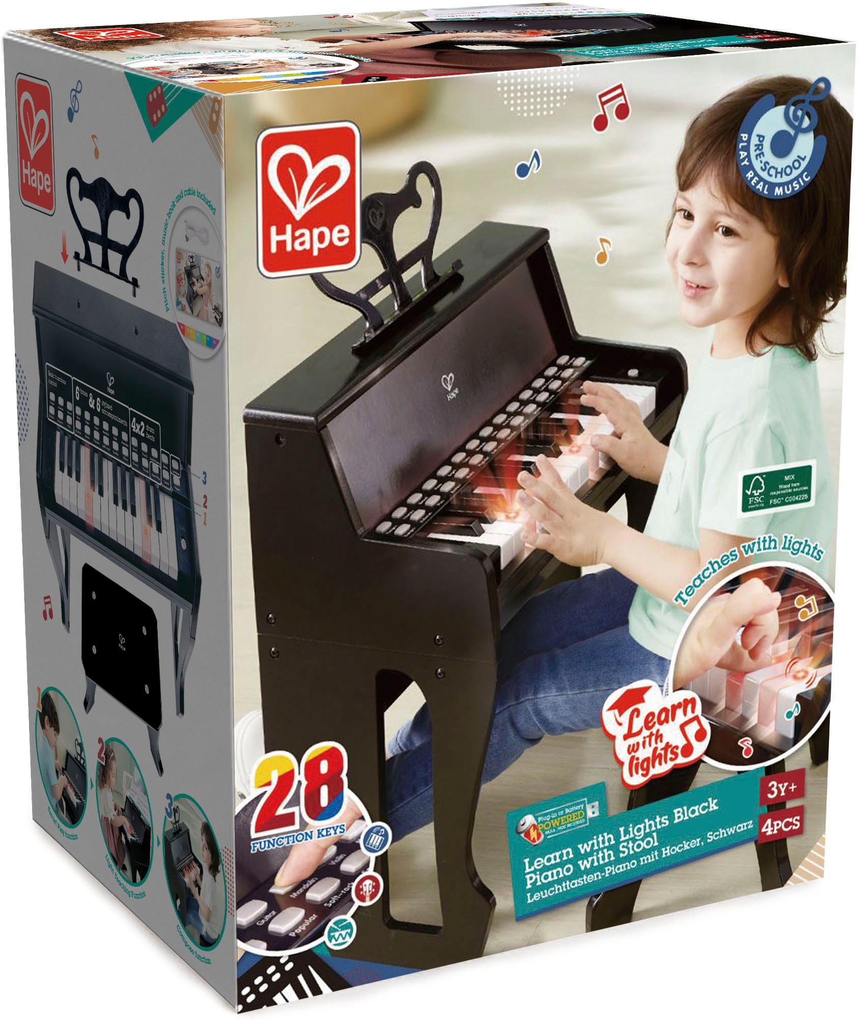 Hape Spielzeug-Musikinstrument »Leuchttasten-Piano mit Hocker«