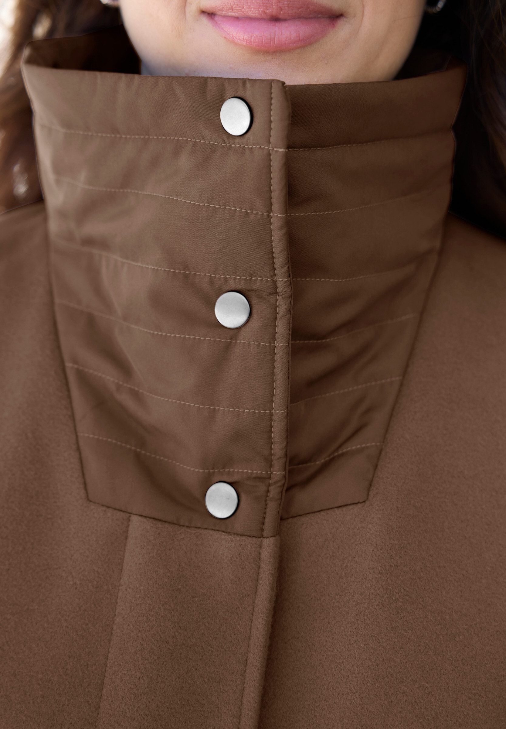 Sieh an! Langjacke »Longjacke Longjacke mit Stepp-Einsätzen« ohne Kapuze