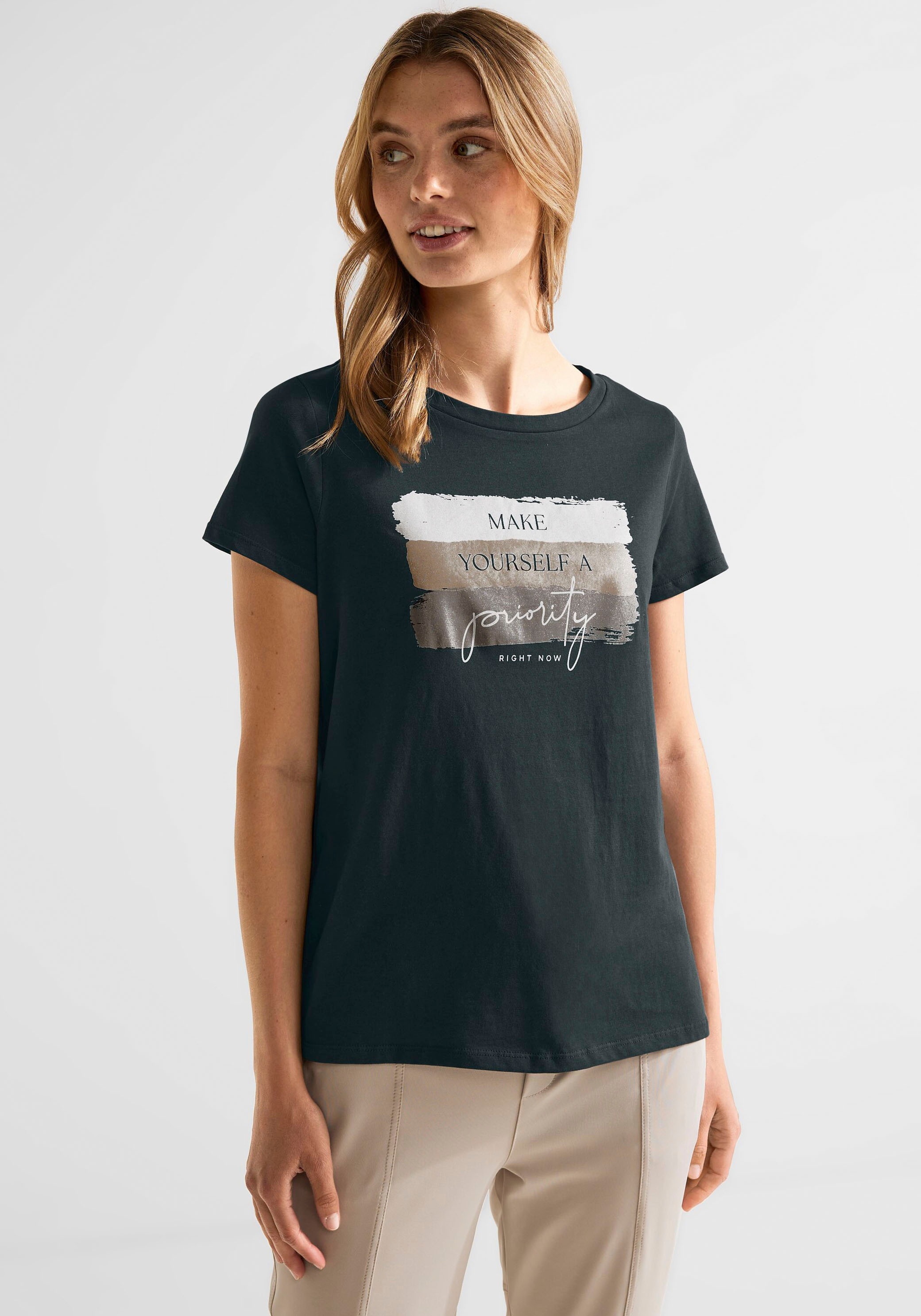 STREET ONE T-Shirt, im online bei Schnitt OTTO hüftlangen bestellen