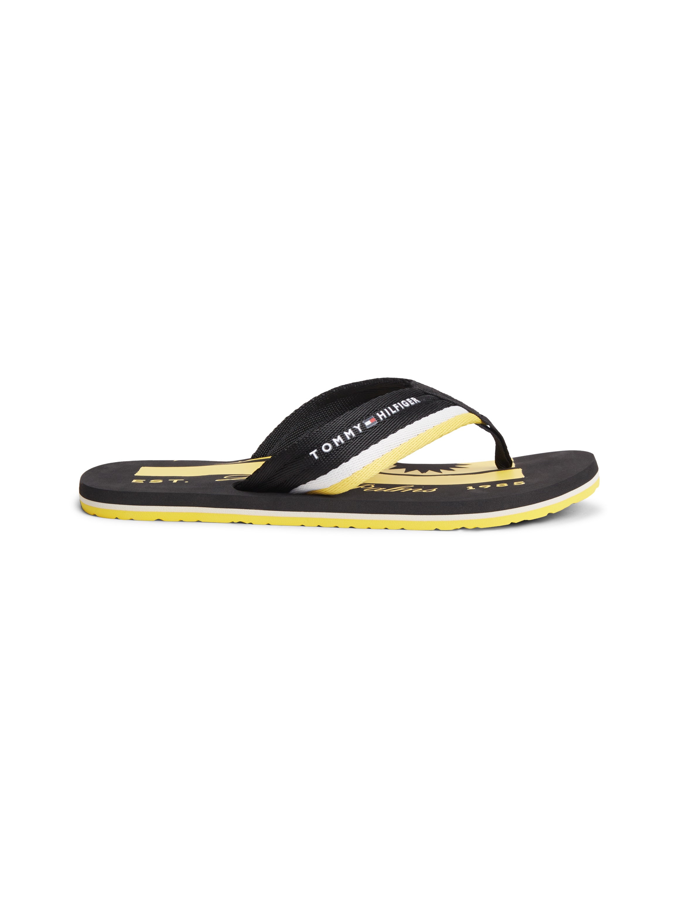 Tommy Hilfiger Zehentrenner »PATCH HILFIGER BEACH SANDAL«  Sommerschuh, Strandschuh mit gestreifter Bandage