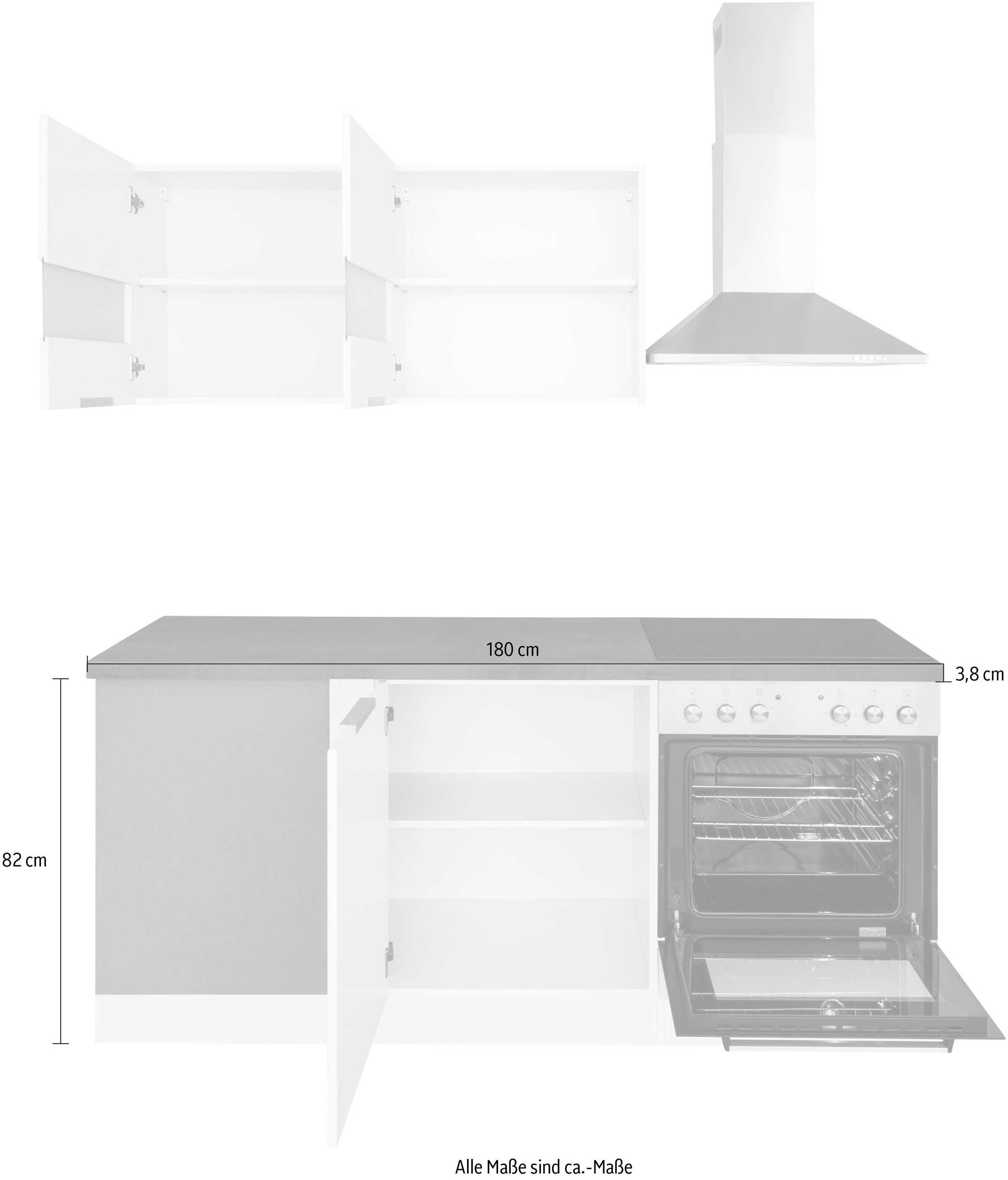 KOCHSTATION Winkelküche »KS-Luhe« Stellbreite 240x180 cm, wahlweise mit oder ohne E-Geräten, MDF-Fronten