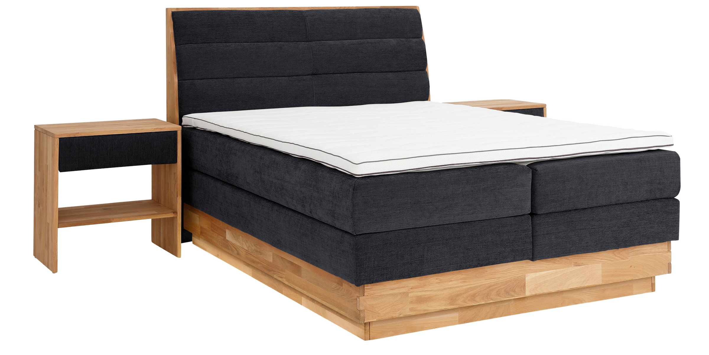 OTTO products Boxspringbett »Jenna« ohne LED-Beleuchtung, mit zertifizierten, recycelten Bezugsstoffen