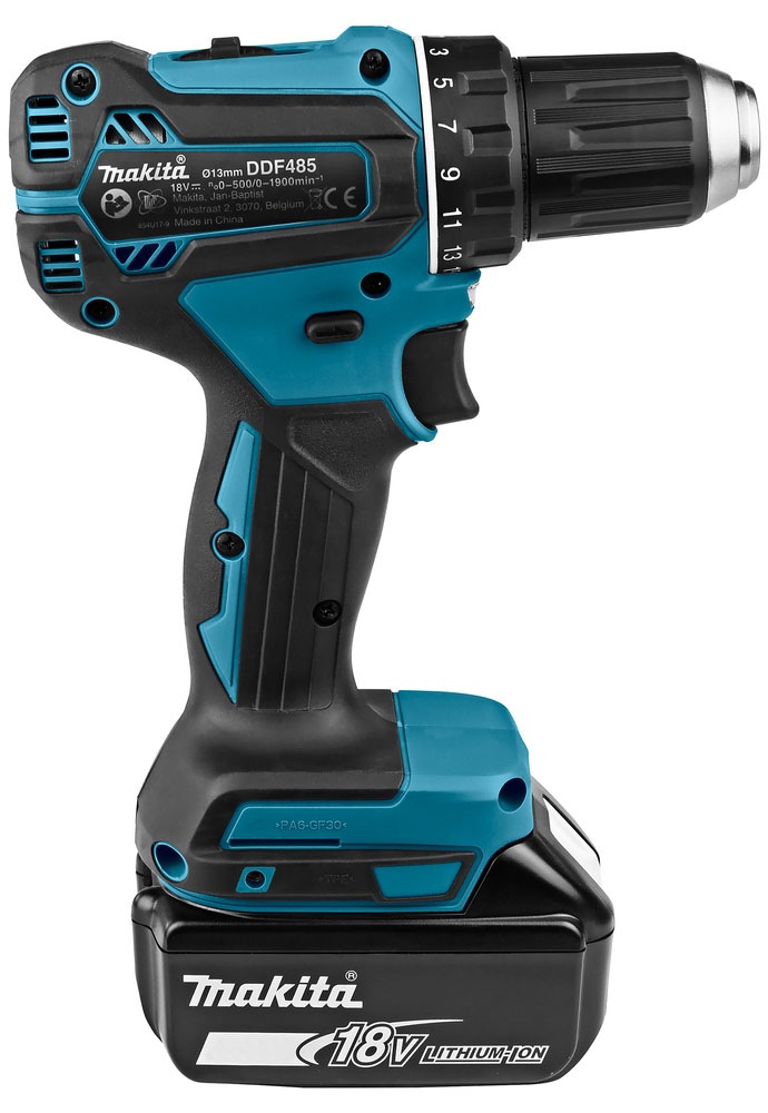 Makita Akku-Bohrschrauber »DDF485RTJ«, inkl. 2 Akkus 18V/3Ah, Ladegerät und Koffer