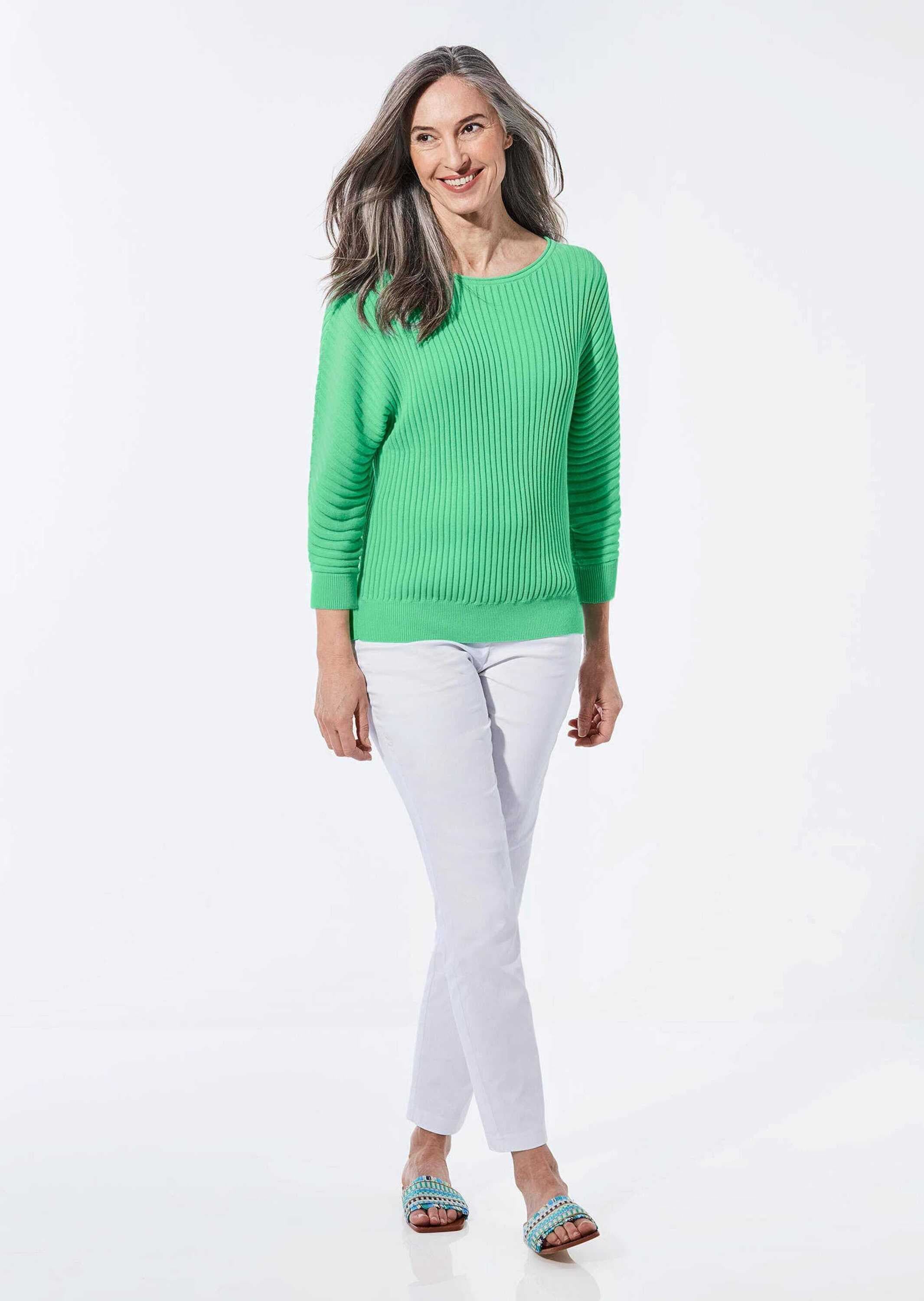 GOLDNER Rundhalspullover »Baumwollmix mit Fledermausärmeln und Rippstruktur« keine/nicht relevant