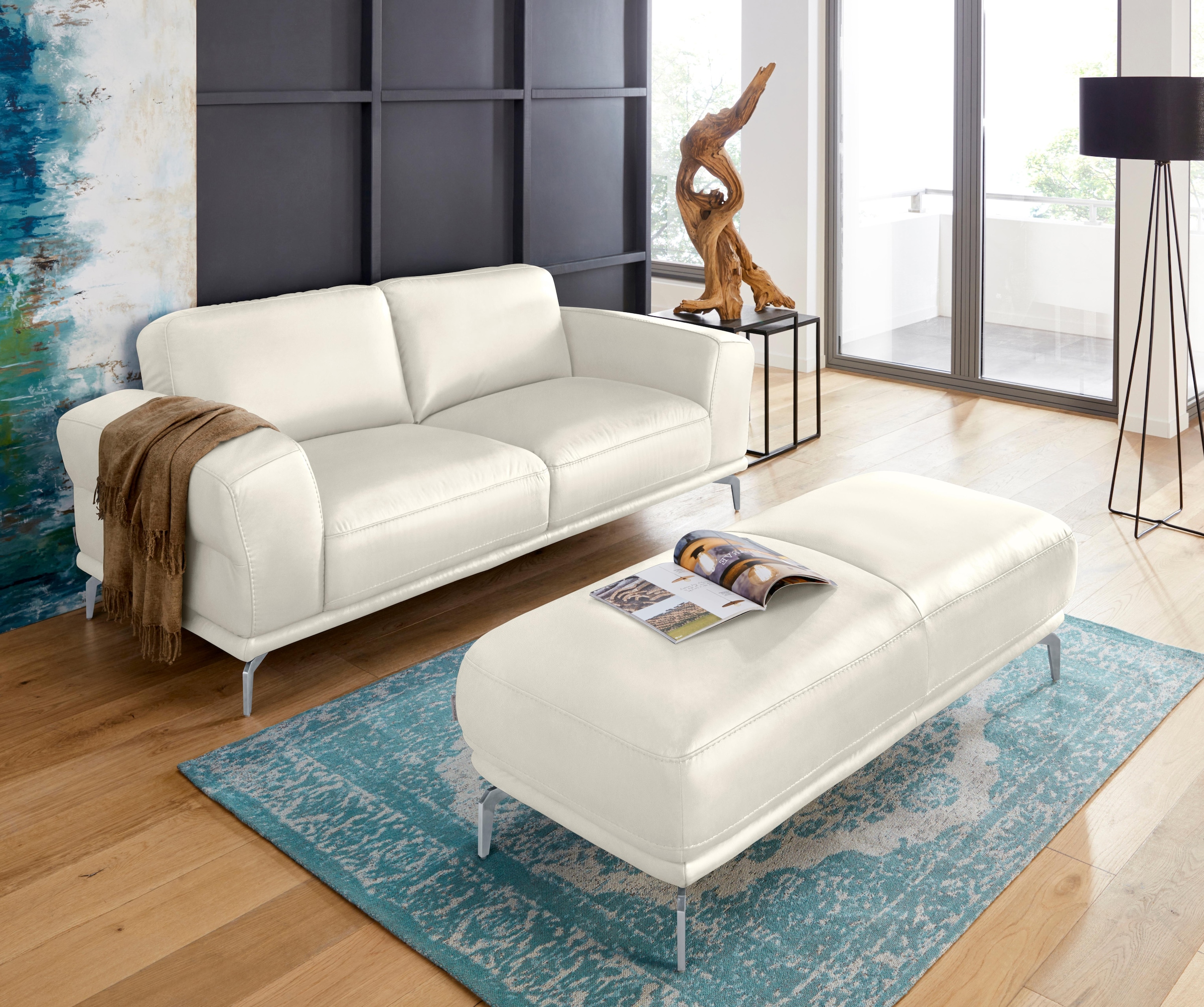 W.SCHILLIG Hocker »montanaa«, mit Metallfüßen in Silber matt, Breite 141 cm