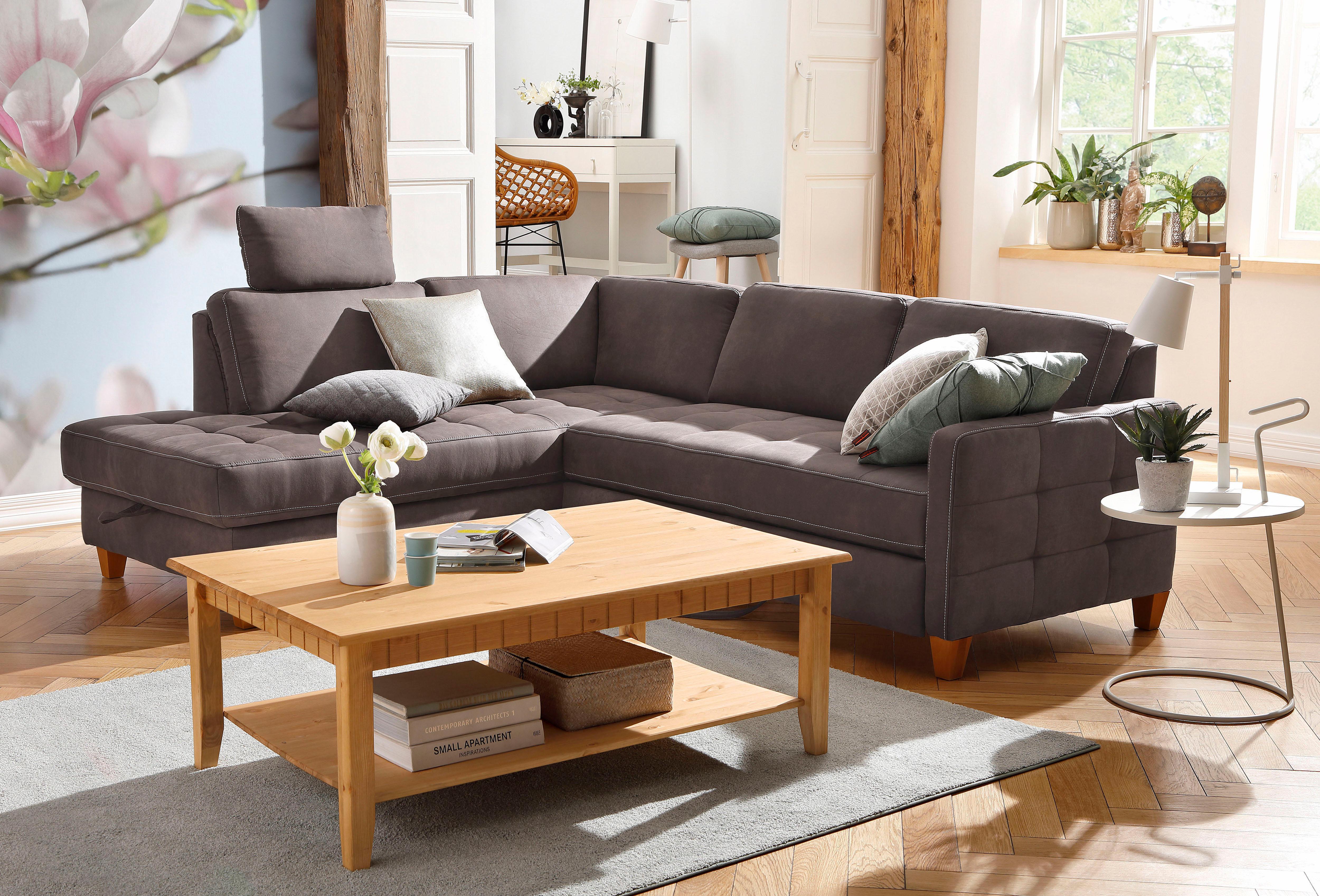 Home affaire Ecksofa "Earl L-Form" wahlweise auch mit Schlaffunktion oder Schlaffunktion mit Bettkasten