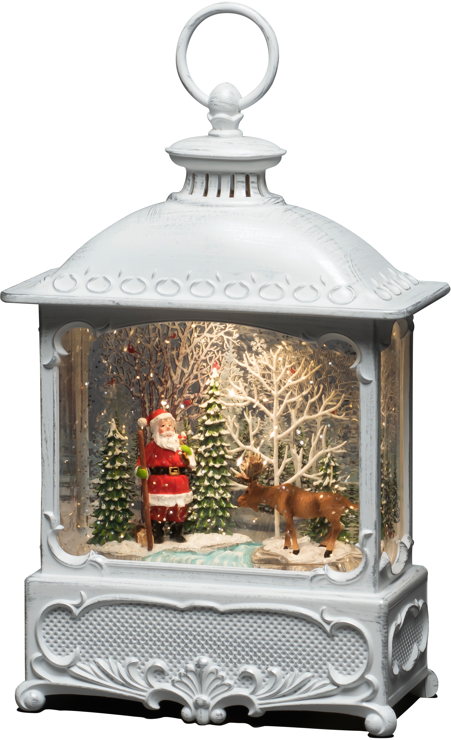 KONSTSMIDE LED Dekolicht »Weihnachtsdeko«, 1 flammig-flammig, Wasserlaterne Weihnachtsmann mit Elch, batteriebetrieben