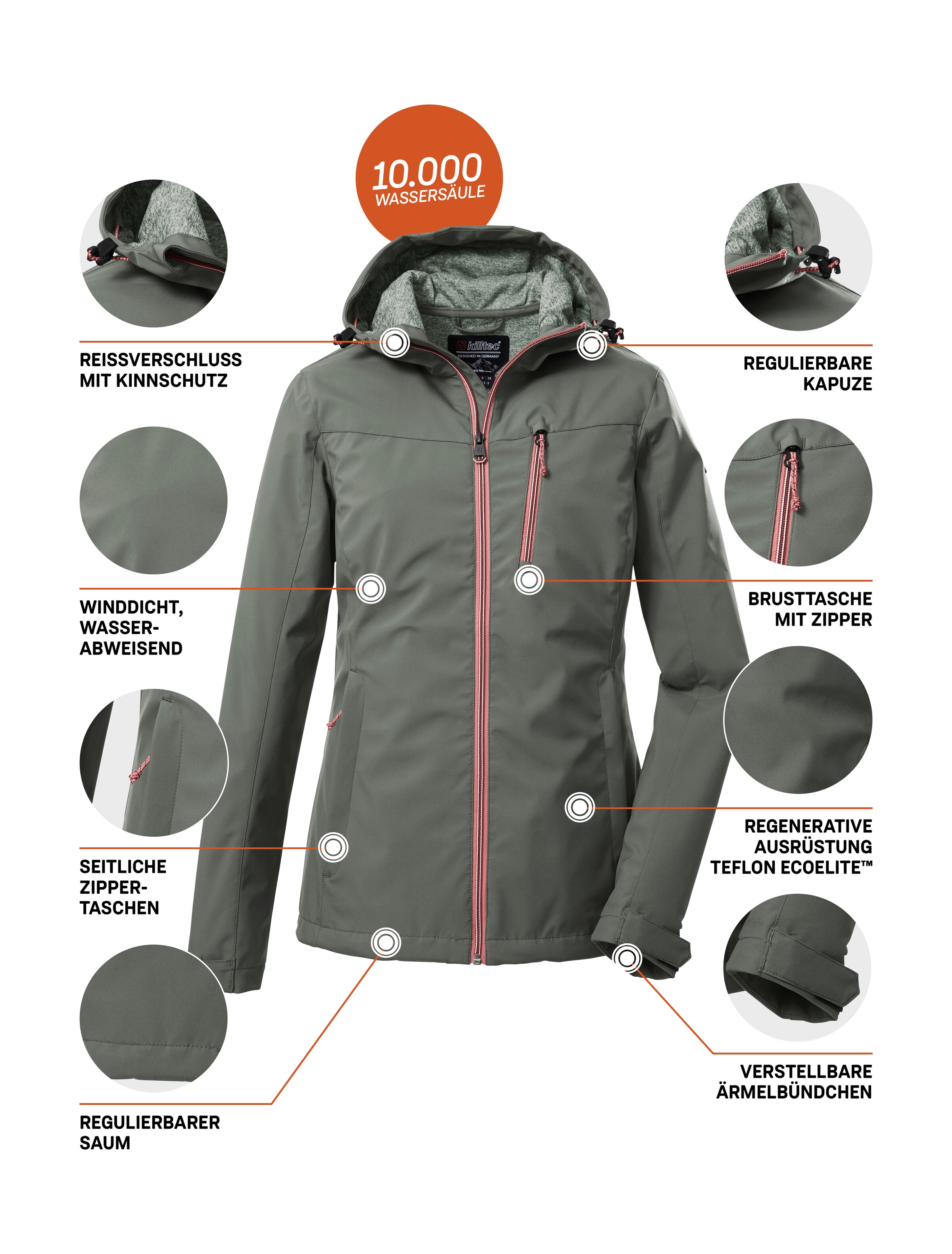 Killtec Softshelljacke »KOS 89 WMN SFTSHLL JCKT« Damen Softshelljacke: Wind-und wasserdicht, atmungsaktiv