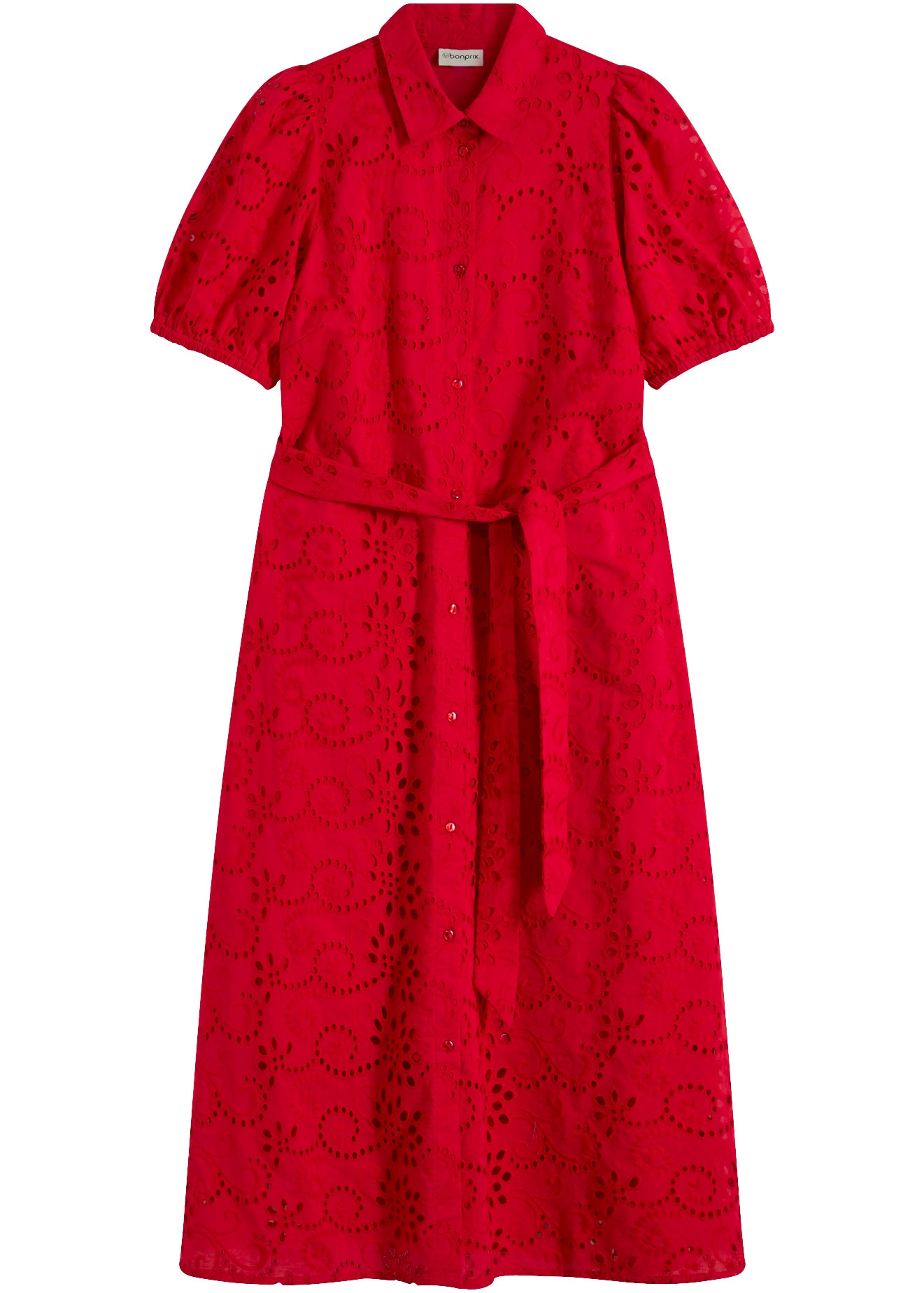 bonprix Blusenkleid aus reiner Baumwolle, mit Lochstickerei