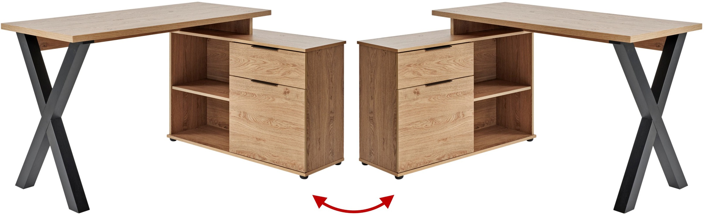 Jahnke Eckschreibtisch »X-CLUB C 40 E«, (1 St.), Eckschreibtisch, wechselseitig montierbar, X-Gestell