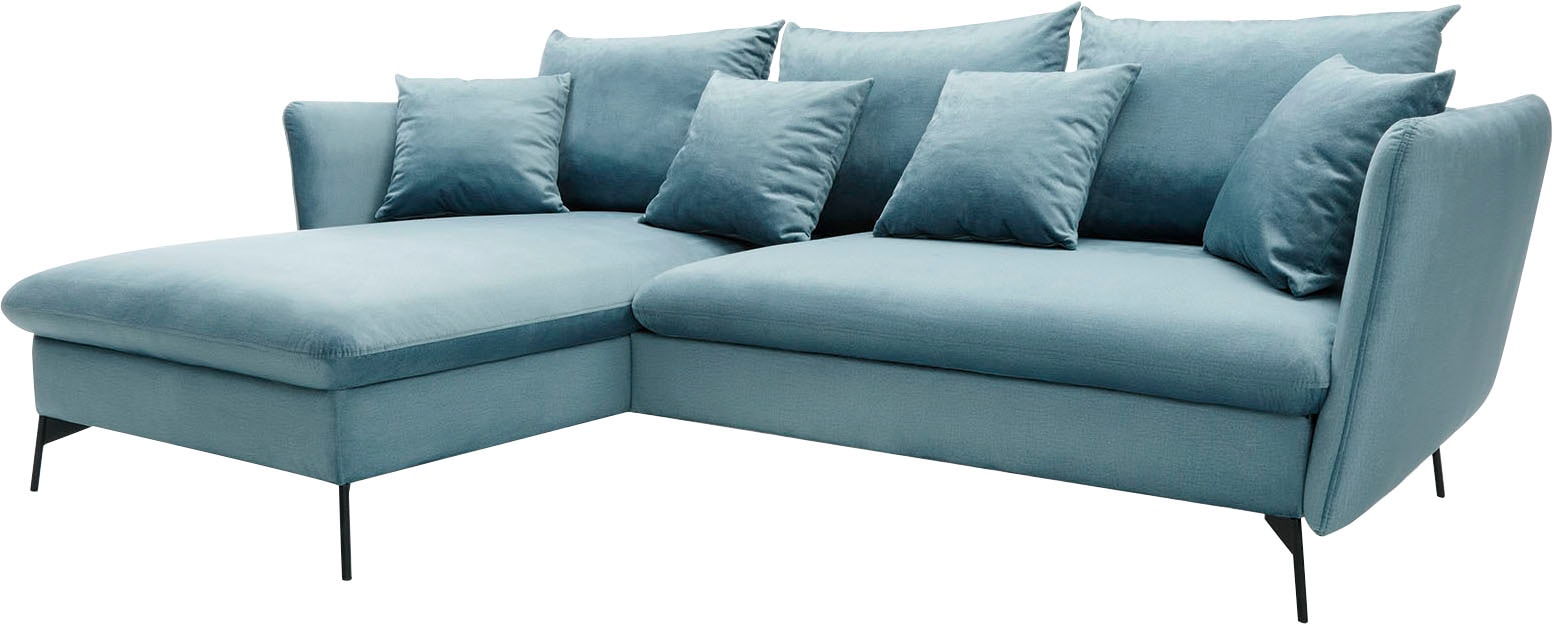 OTTO home Ecksofa »LIVORNO,258 cm, L-Form,« Schlaffunktion u. Bettkasten (139/224cm), Samt, Struktur, Webstoff
