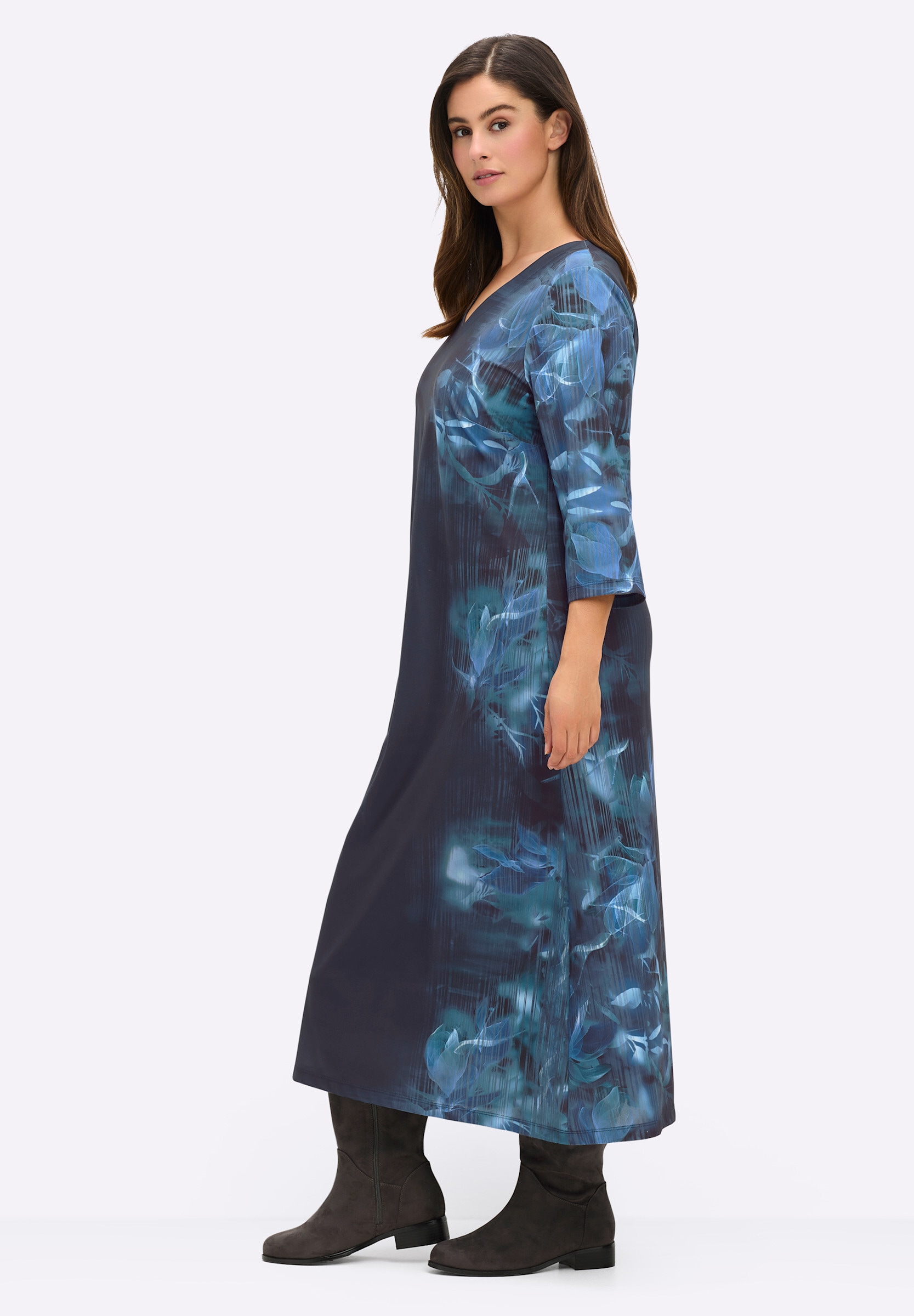 Sheego Shirtkleid »Jersey-Kleid Jerseykleid mit streckendem V-Ausschnitt« Ohne Taschen