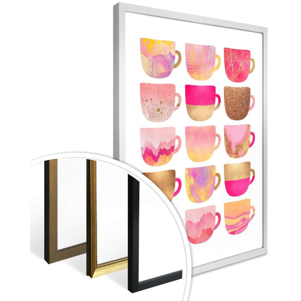 Wall-Art Poster »Kaffeetassen Pink«, Geschirr & Besteck, (1 St.)