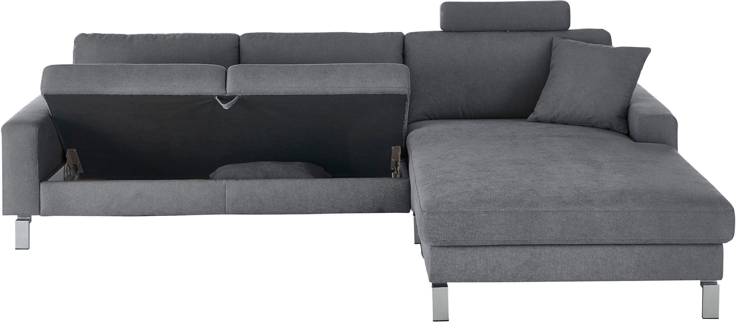 3C Candy Ecksofa »Lecce, wahlweise PUR-Schaumstoff oder Tonnentaschenfederkern«, Bett im 2,5-Sitzer, teilmotorische Schlaffunktion im Longchair, L-Form