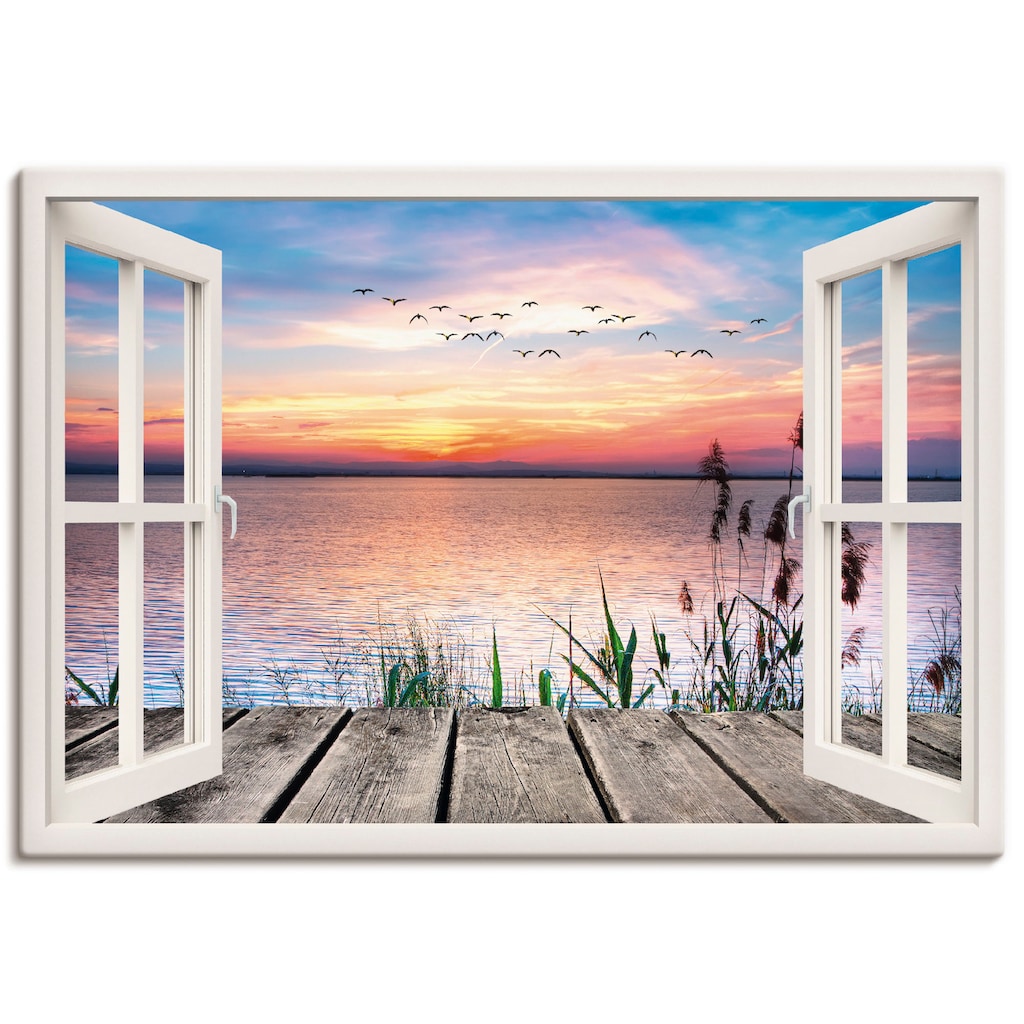Artland Wandbild »See in den Farben der Wolken«, Fensterblick, (1 St.)