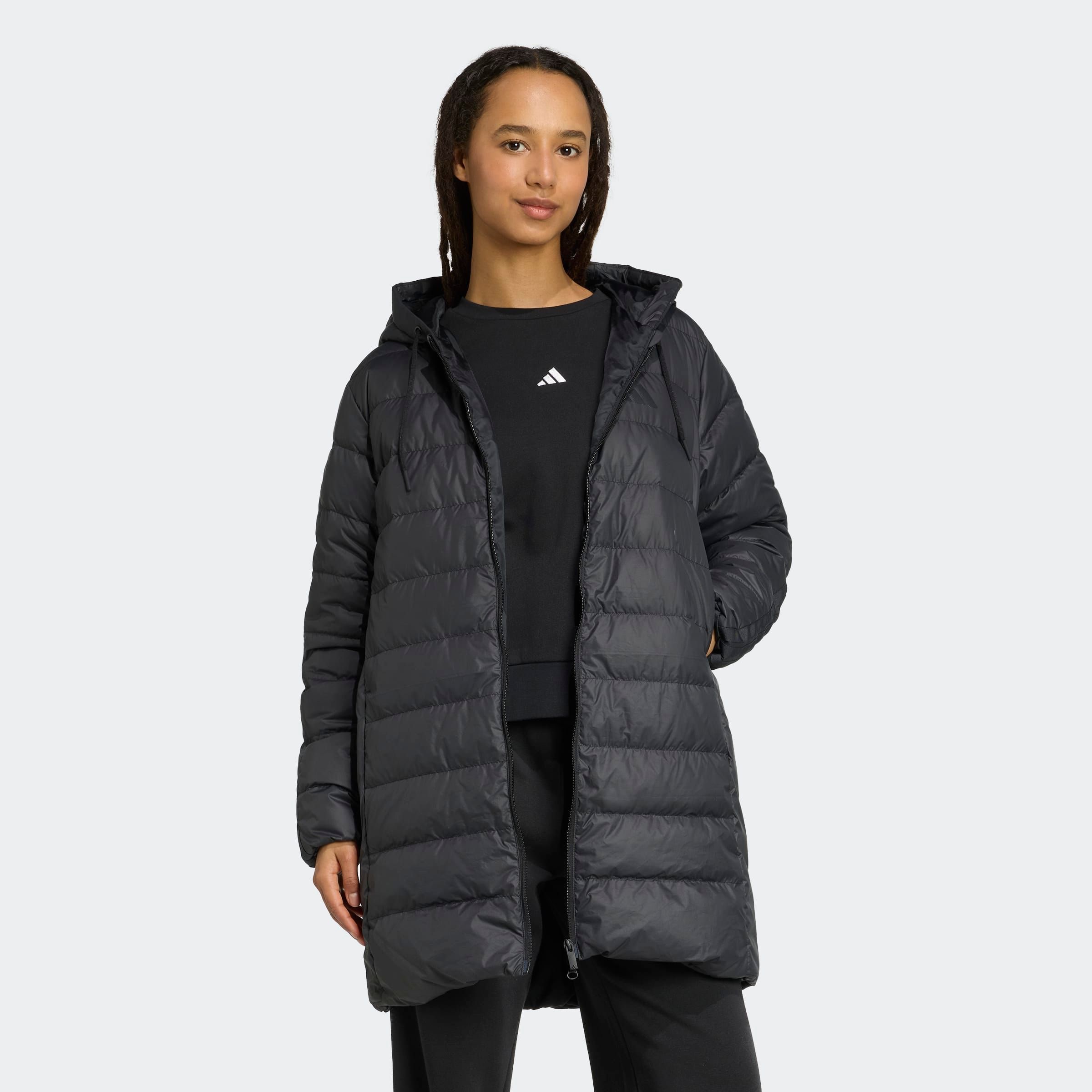 adidas Sportswear Daunenjacke »ESSENTIALS CLIMAWARM 3-STREIFEN LIGHT DAUNENPARKA MIT KAPUZE« Winterjacke Damen