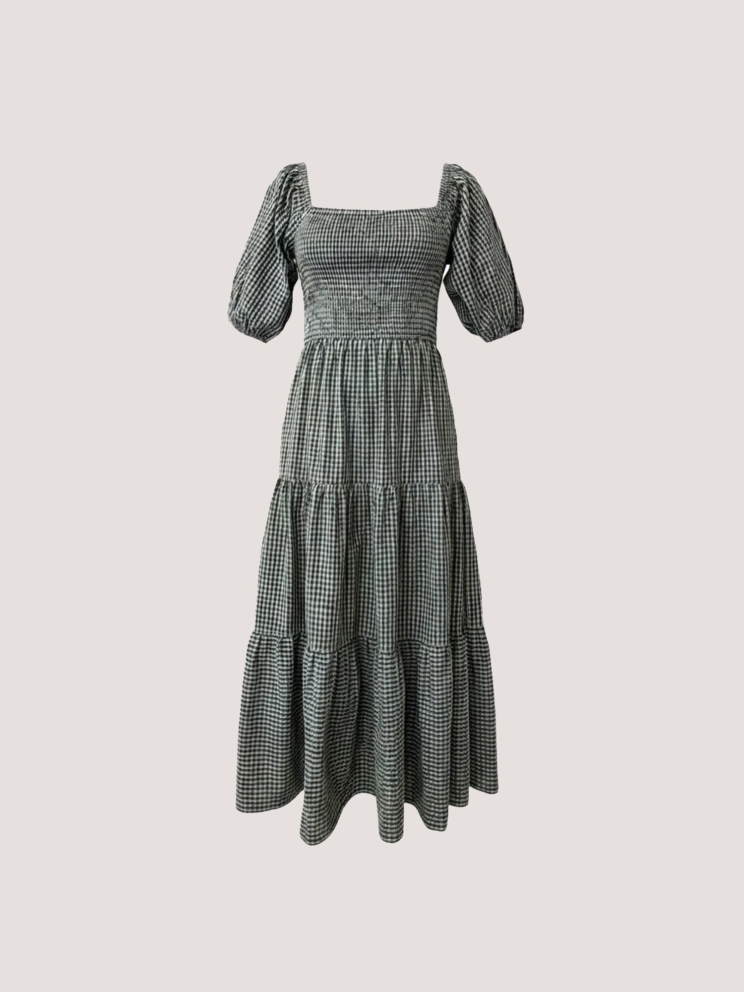 Apricot Midikleid »Milchmädchen-Midaxi-Kleid in Karomuster« mit eckigem Ausschnitt