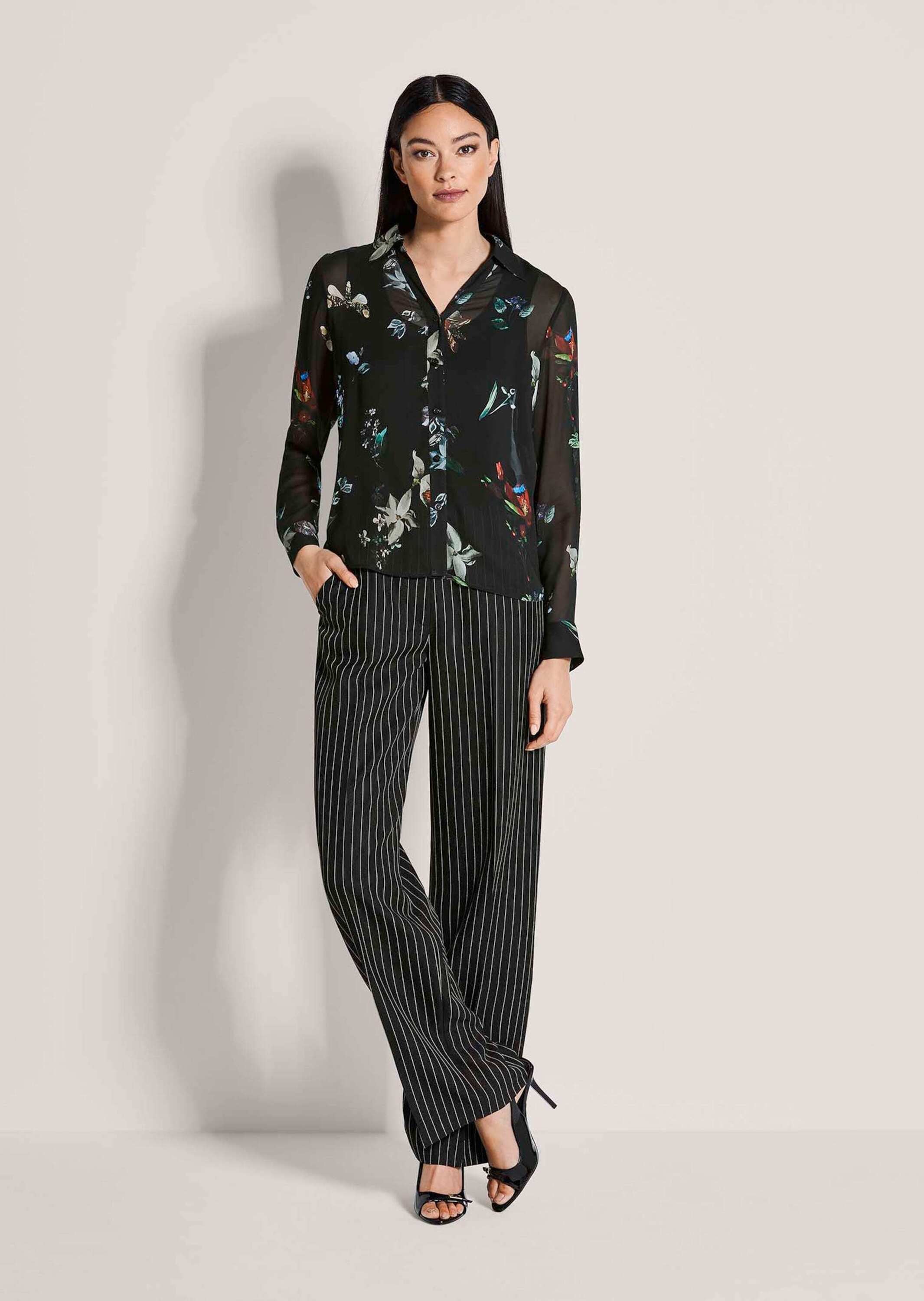 MADELEINE Langarmbluse »Bluse Viskosebluse mit floralem Muster« Durchgehende Knopfleiste