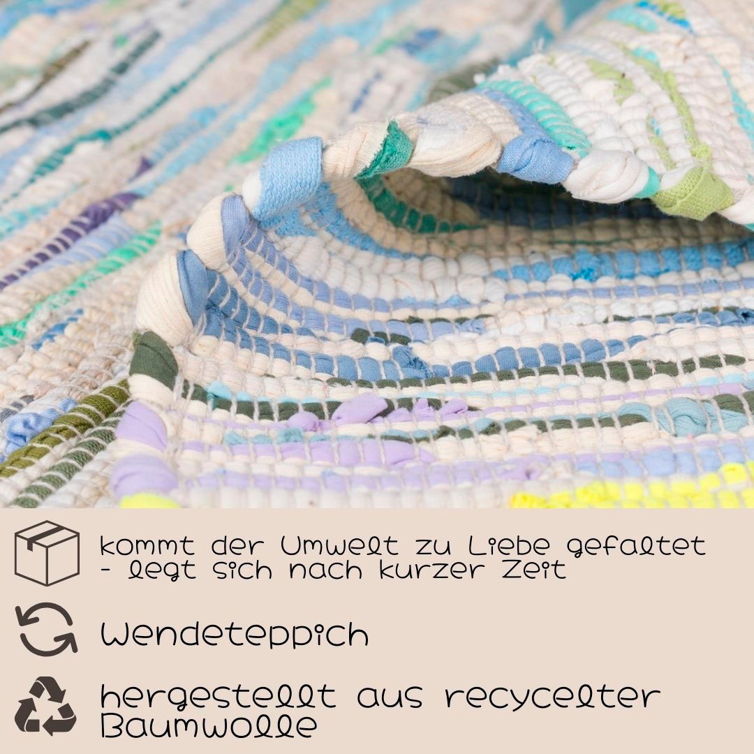 my home Teppich »Bente«, rechteckig, 10 mm Höhe, Handweb Teppich, 90% Baumwolle, handgewebt, Scandi