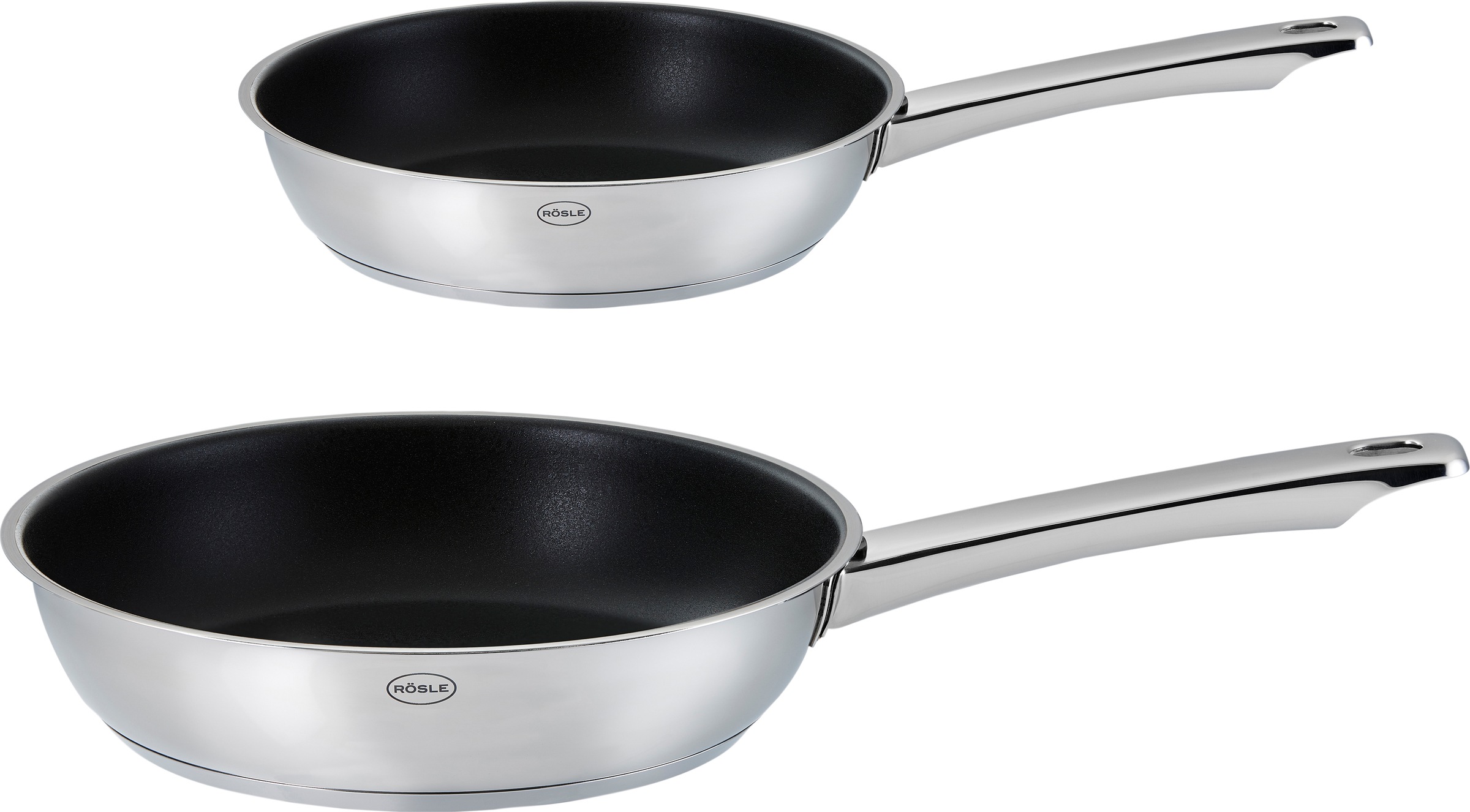 RÖSLE Pfannen-Set »Moments«, Edelstahl 18/10, (Set, 2 tlg.), Universalpfannen mit Antihaftversiegelung ProPlex, Ø 20 und 28 cm, spülmaschinen-, backofen- und induktionsgeeignet