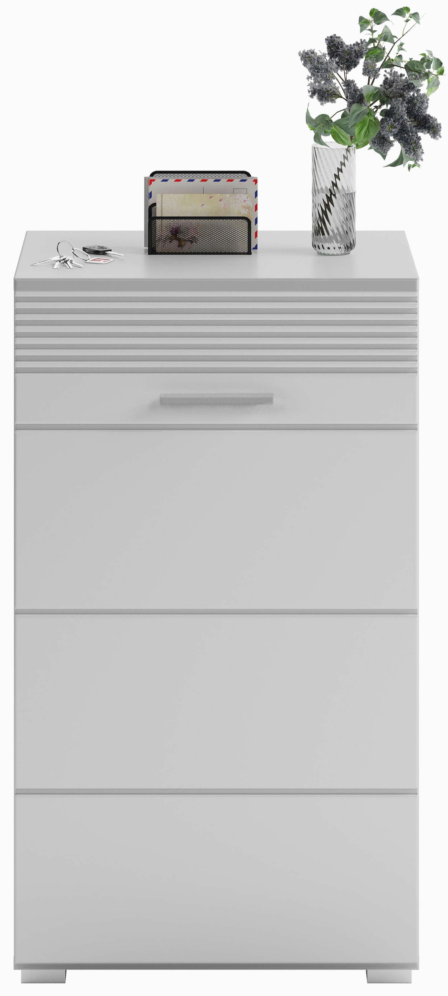 INOSIGN Garderoben-Set »Malmö, Breite 115cm, MDF Front mit Rillenfräsung, 4-teilig, best. aus:«, (4 St.), Sitzbank, Garderobenpaneel, Schuhkommode & Garderobenspiegel