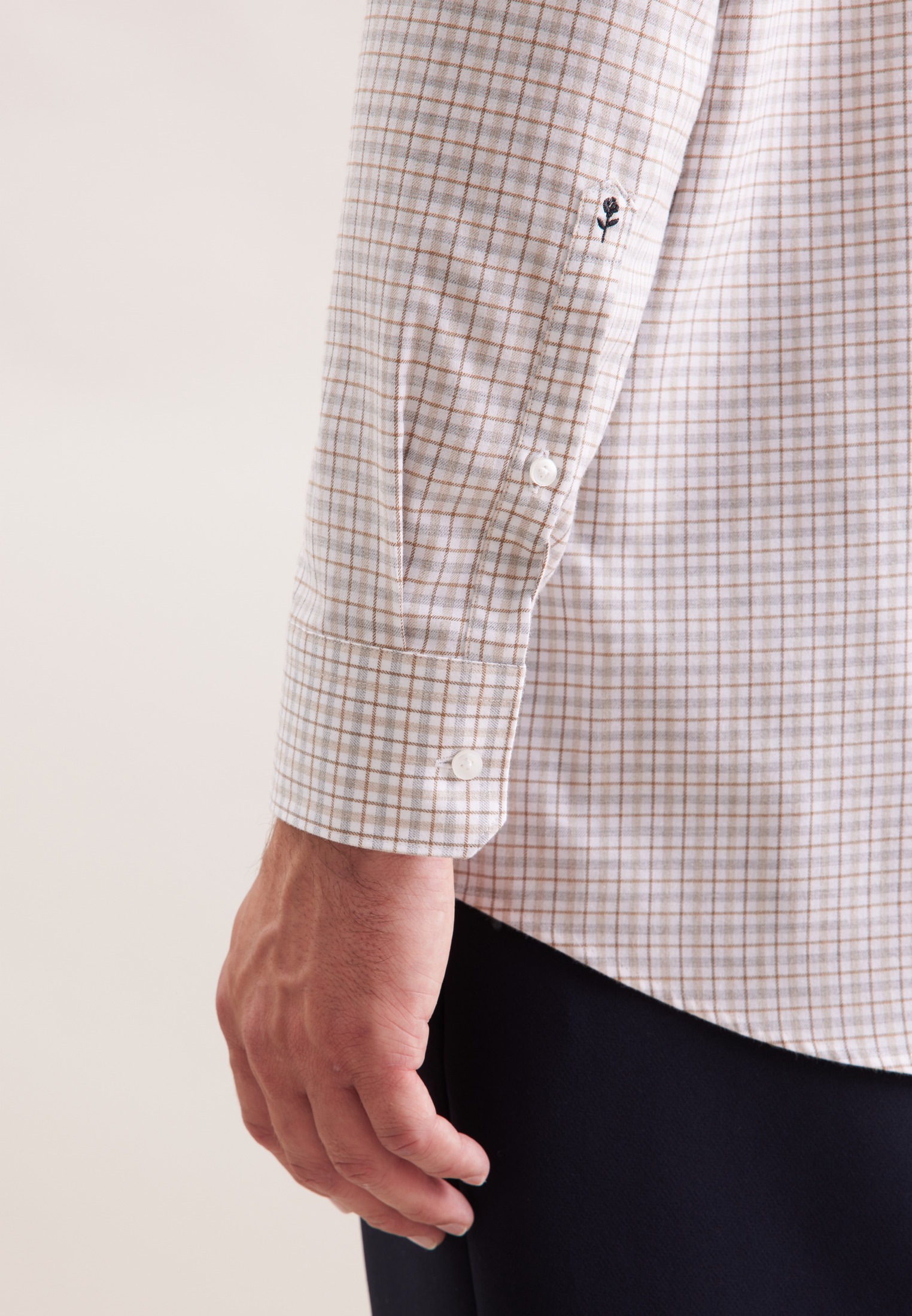 seidensticker Flanellhemd »Schwarze Rose« Regular 1/1 Button-Down-Kragen Karo