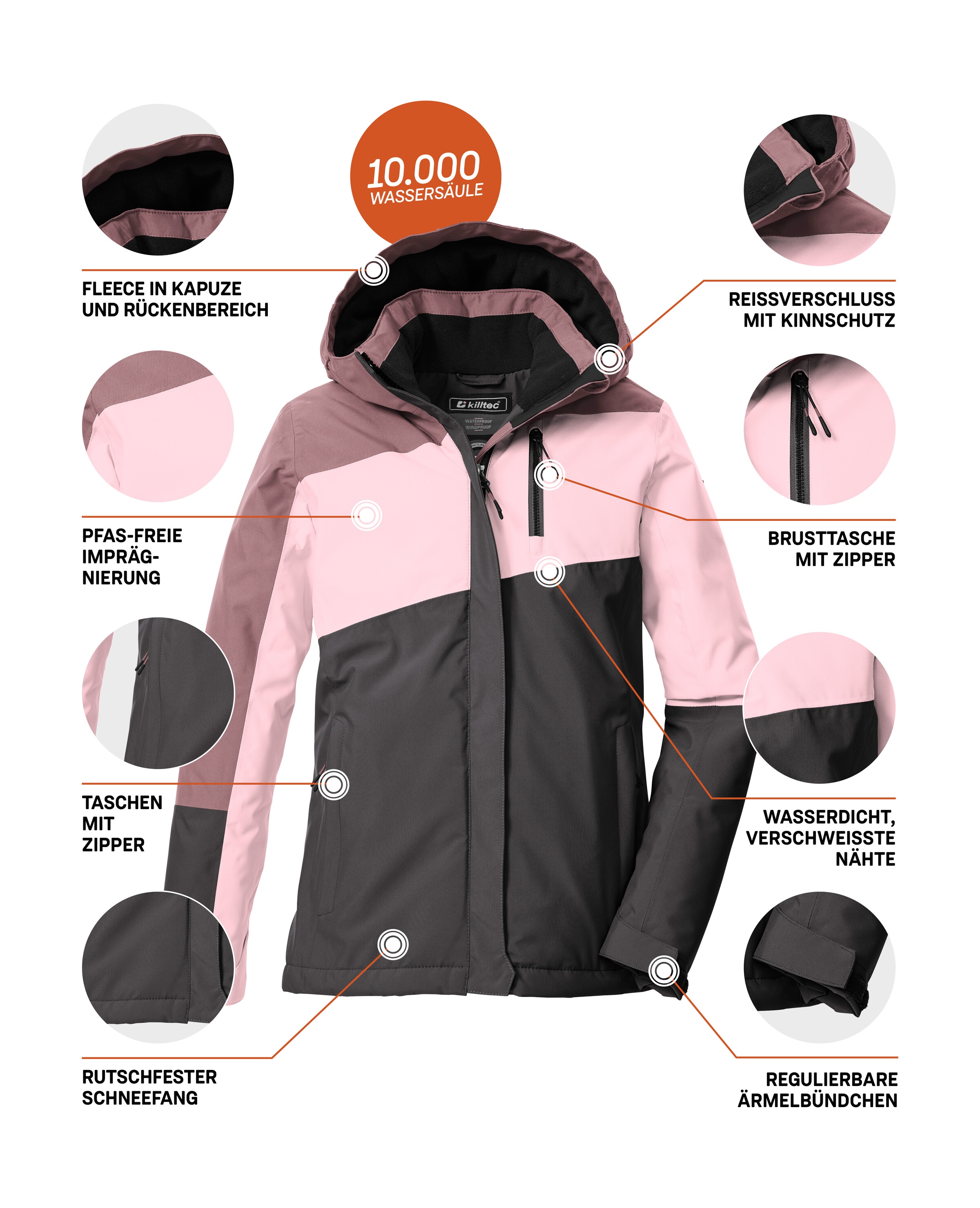 Killtec Funktionsjacke »KOW 218 GRLS JCKT« Winddichte, wasserdichte Kinderjacke mit verstellbarer Kapuze