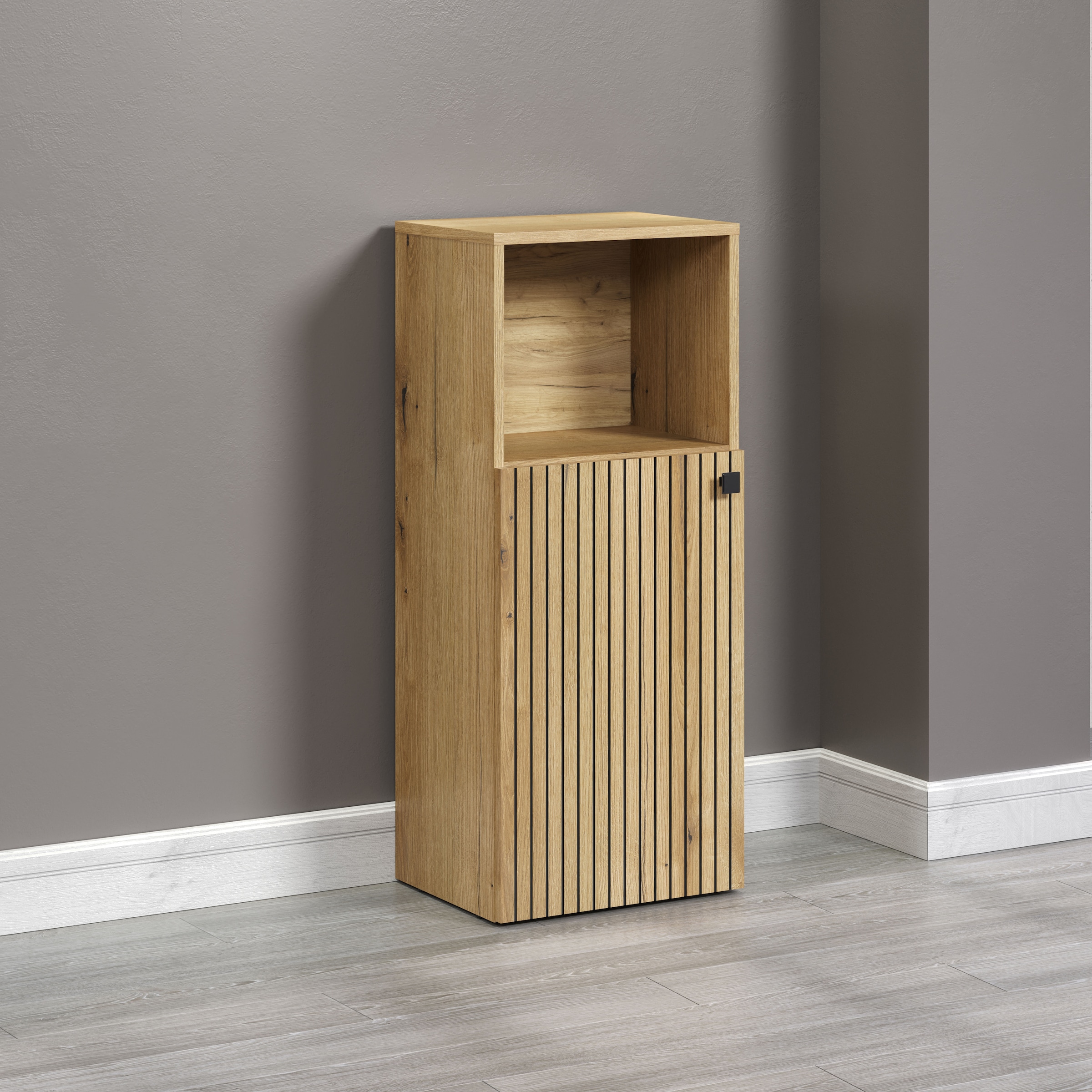 welltime Unterschrank »Amrum«, (1 St.), Badschrank mit offenem Fach und Rillenoptik - Maße (B/T/H) 40/31/95 cm