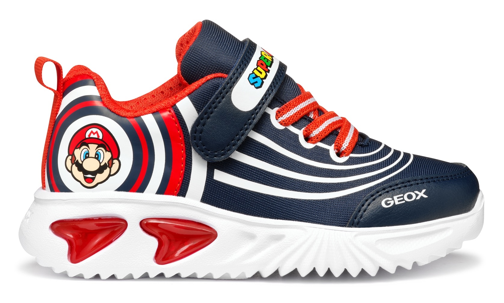 Geox Sneaker »J ASSISTER BOY Blinkschuh«, Sneaker, Klettschuh, Retro Sneaker mit Super Mario Motiv