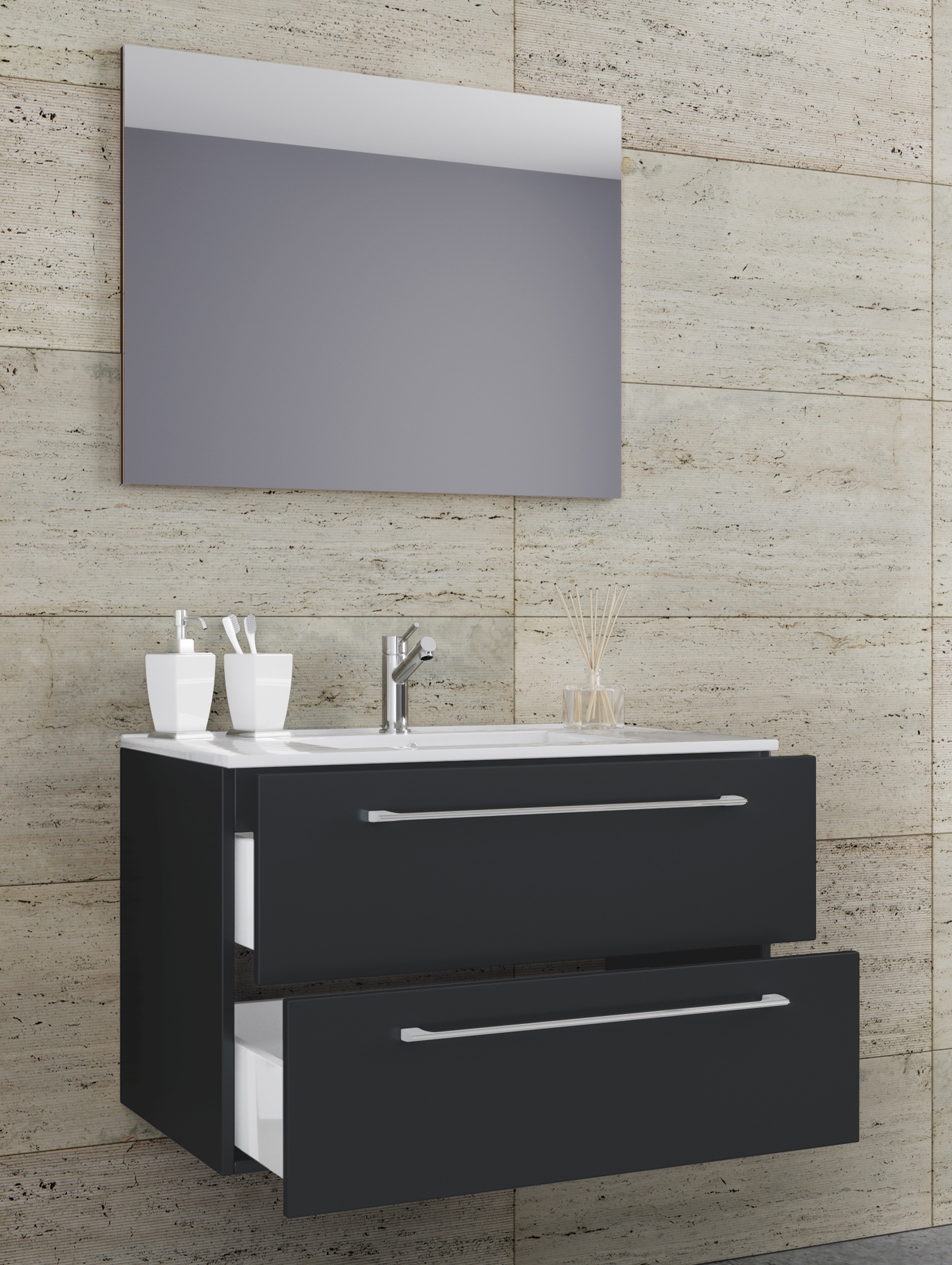 VCM Waschtisch »3-tlg. Waschplatz Waschtisch Badinos Schublade SP« 3 Stk. tlg.