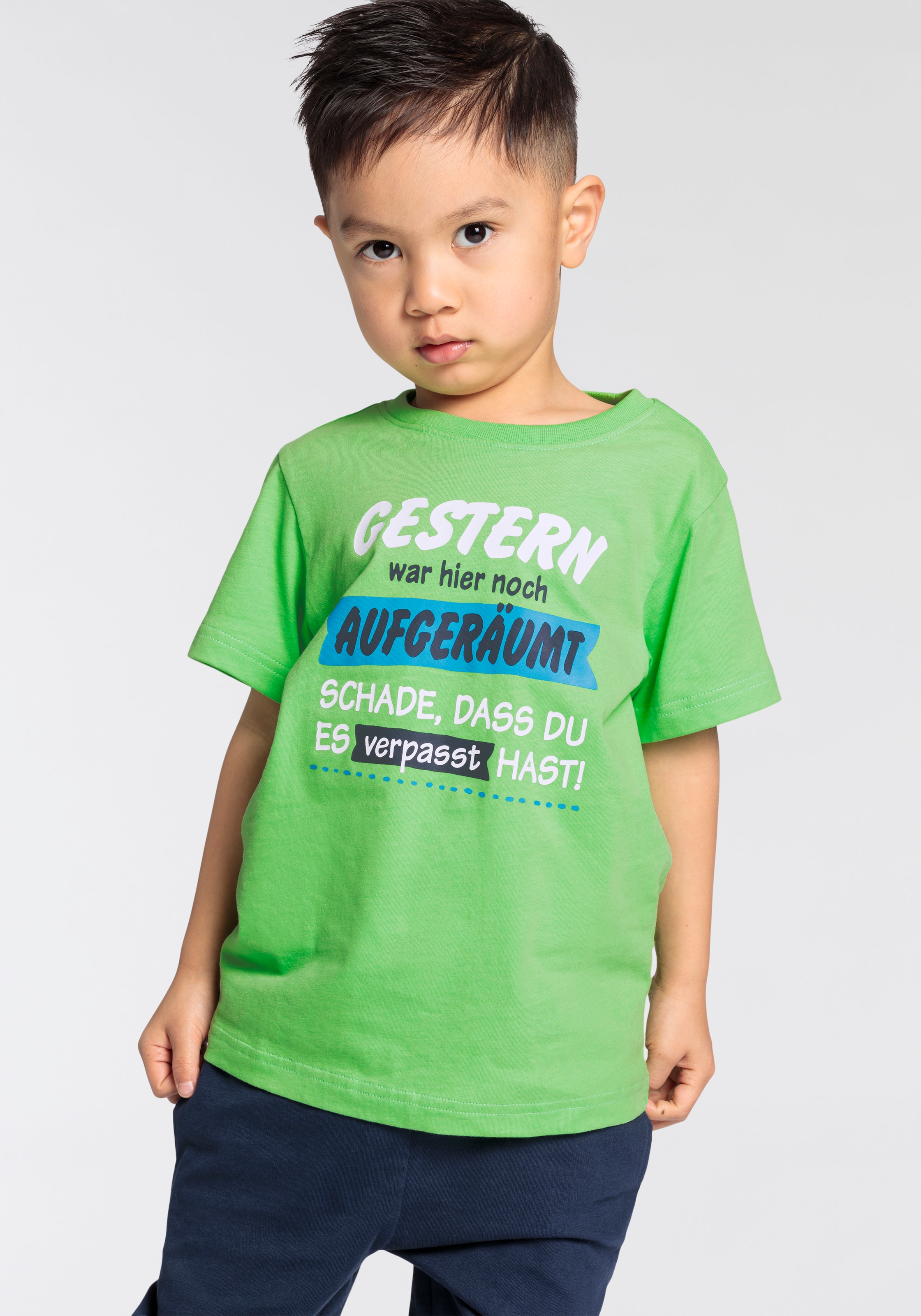T-Shirt »GERTERN WAR HIER NOCH AUGERÄUMT...«, Sprücheshirt für kleine Jungen