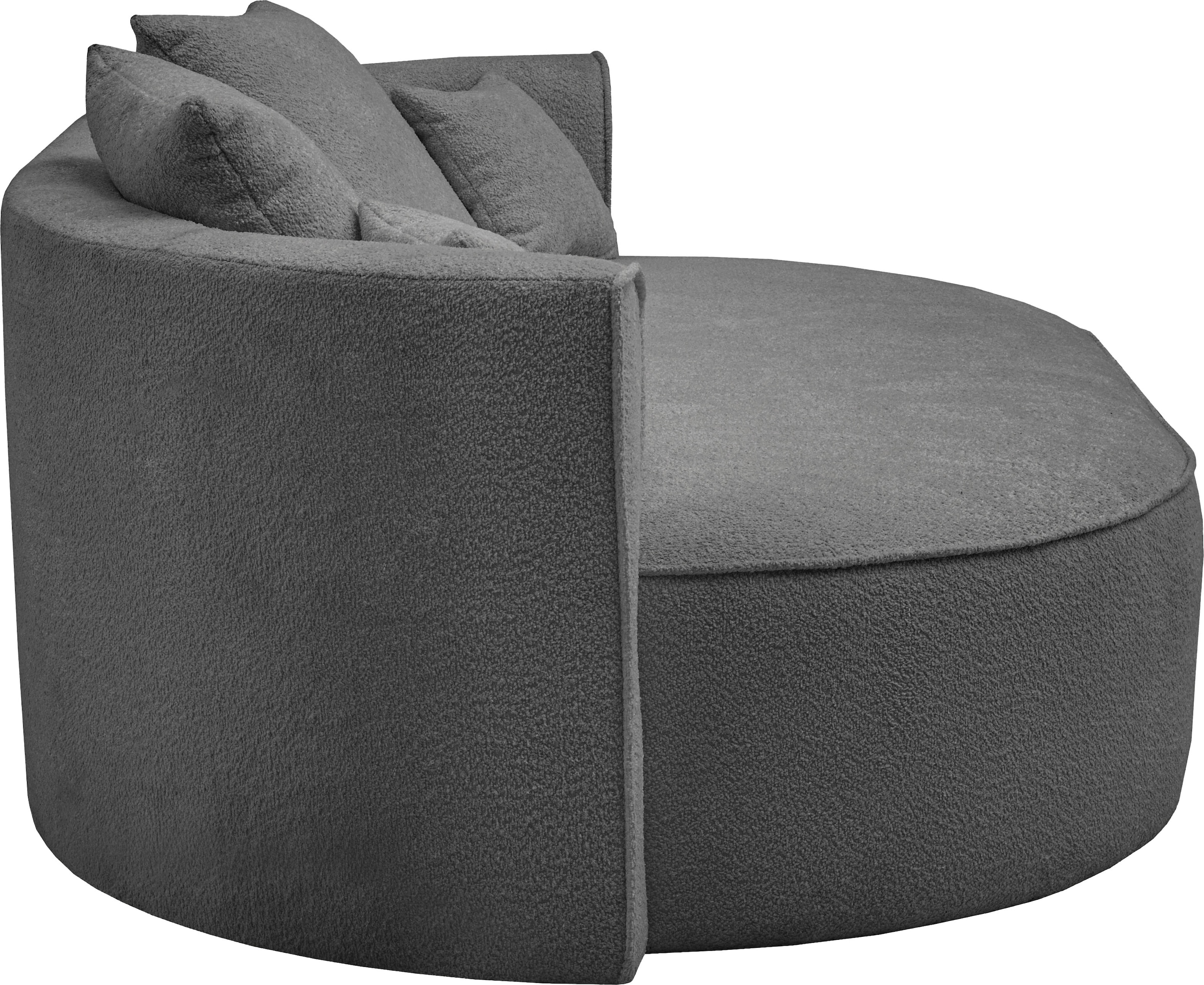 LeGer Home by Lena Gercke 2,5-Sitzer »ISALIE, rundes Loungesofa, mit Kissen, perfekt gepolstert«, moderne Stoffe, mit 4 Zierkissen, extra große Sitzfläche