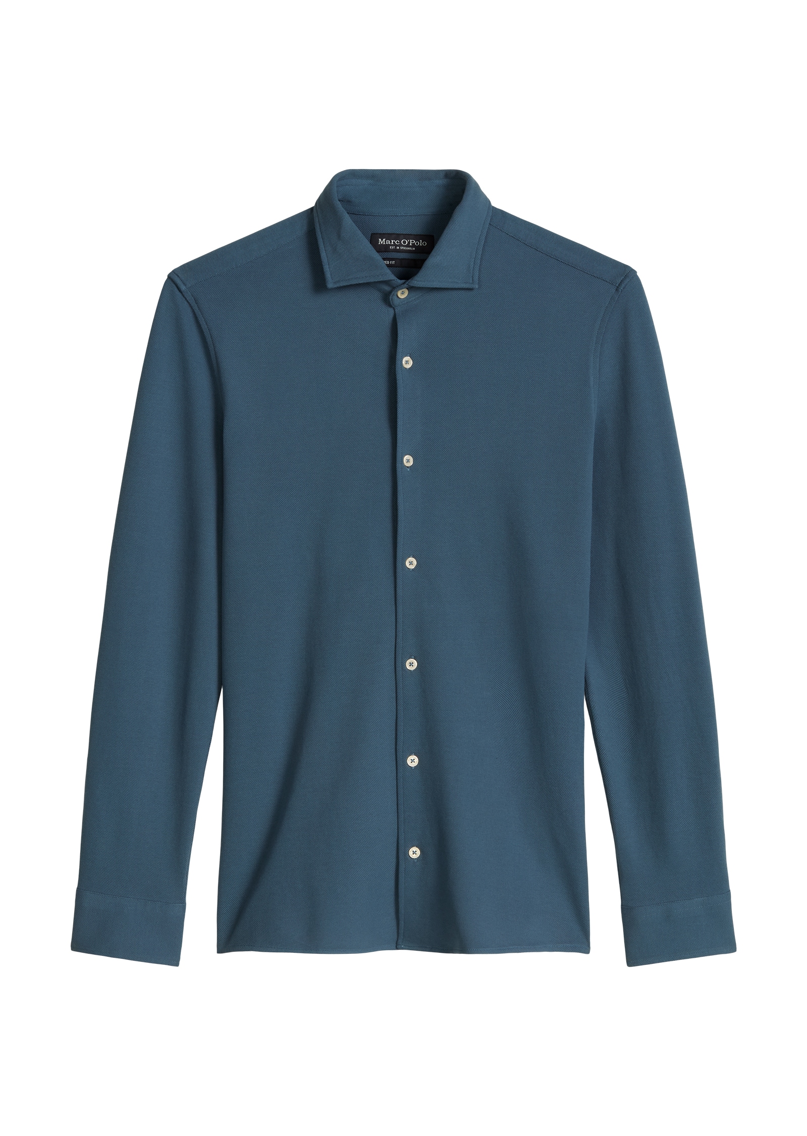 Marc O'Polo Langarmhemd Shaped Fit, mit feiner Piqué-Struktur