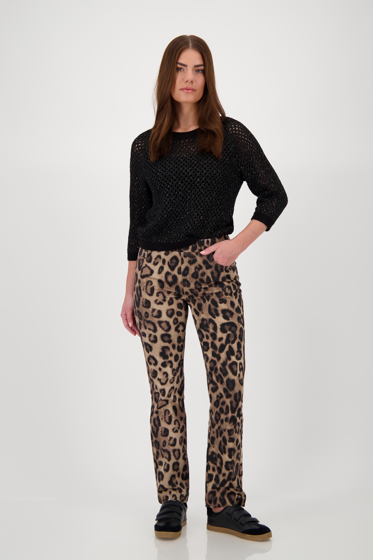 Monari 7/8-Hose »Hose Leo allover Schlupf«, Mit geradem Bein