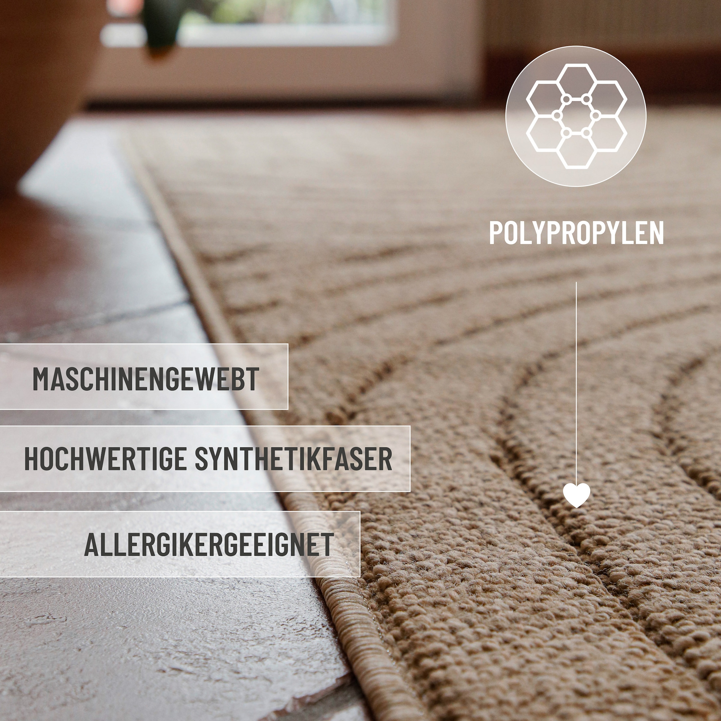 Wecon home Teppich »Monoq« rechteckig 12 mm Höhe Flachgewebe, wetterfest, Retro Design, robust, In- & Outdoor Teppich