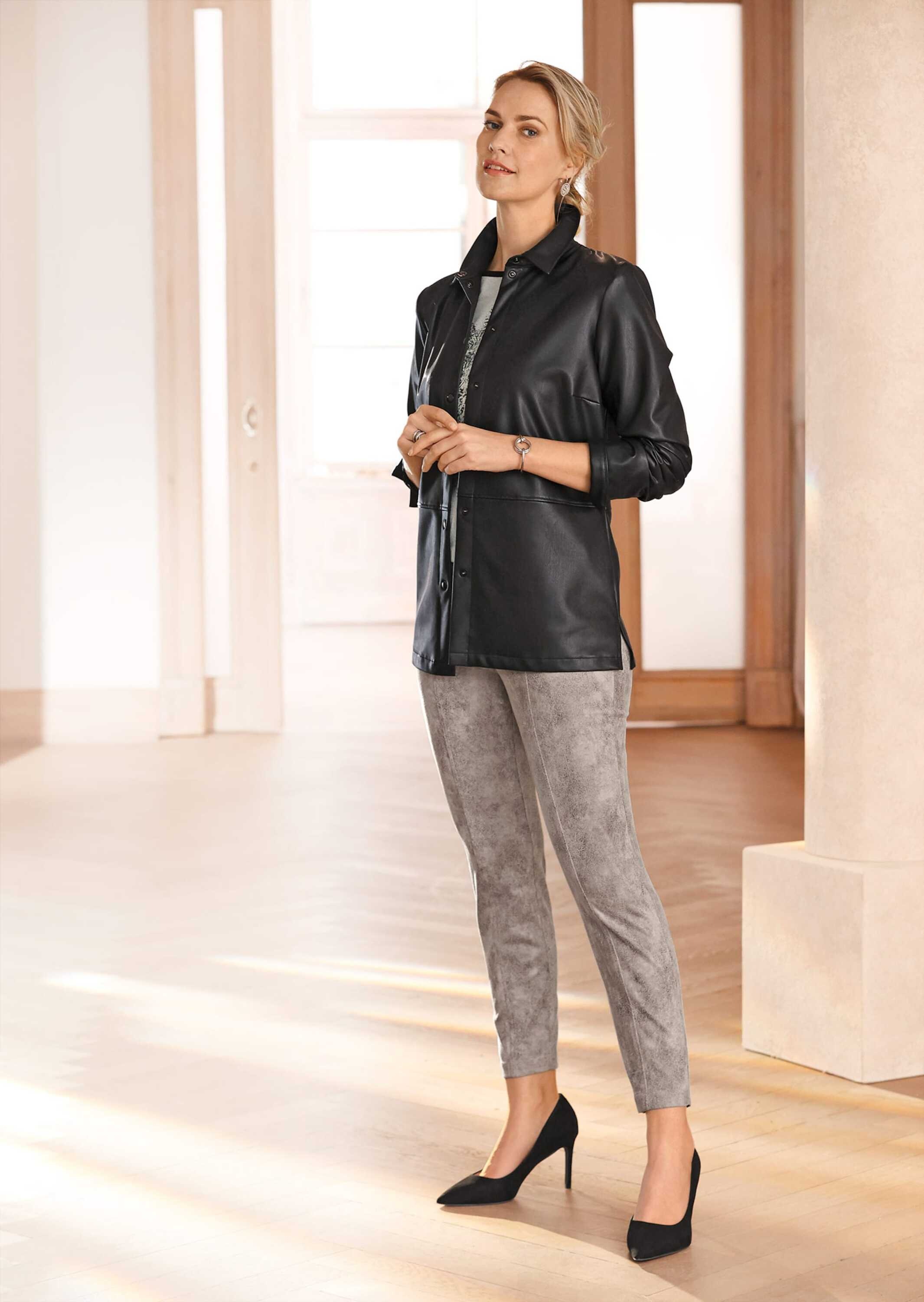 GOLDNER Jackenblazer »Kurzgröße Lässige Blusenjacke in Lederoptik«