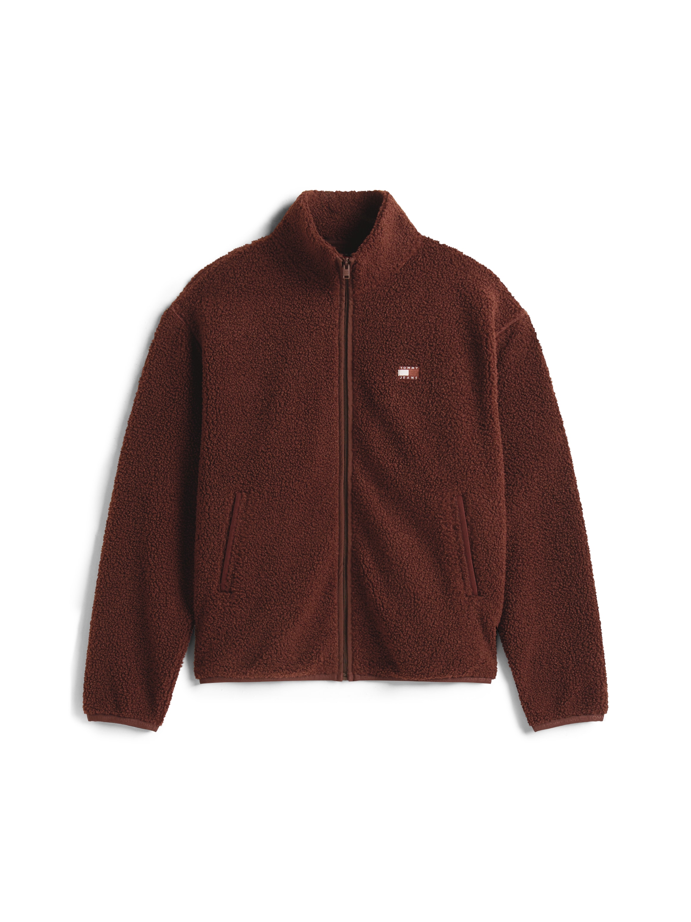 Tommy Jeans Sweatjacke »BADGE TEDDY« Relaxed fit, Teddy-Fleece, Stehkragen